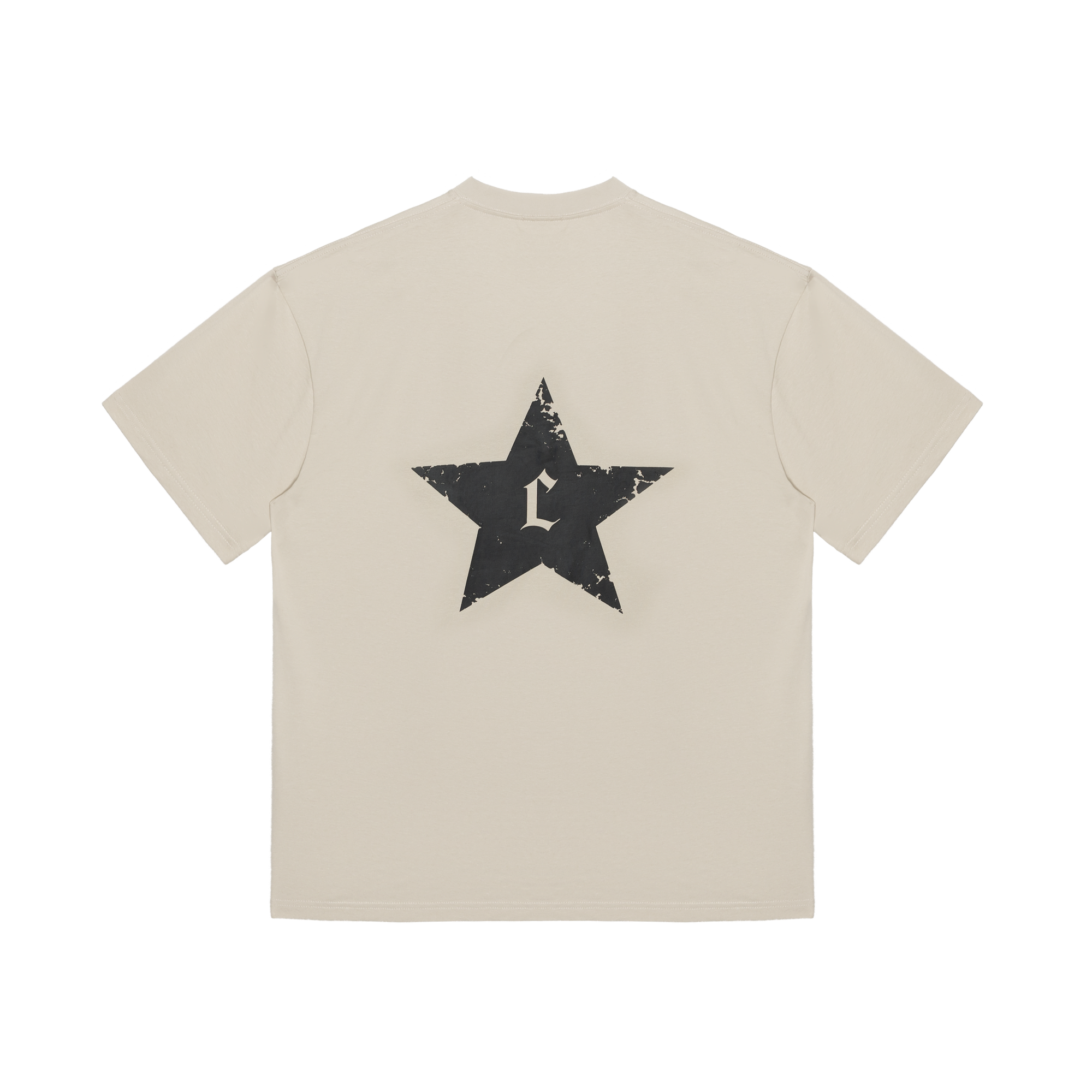 Wheat-colored Damaged Star C-shaped Short Sleeves
