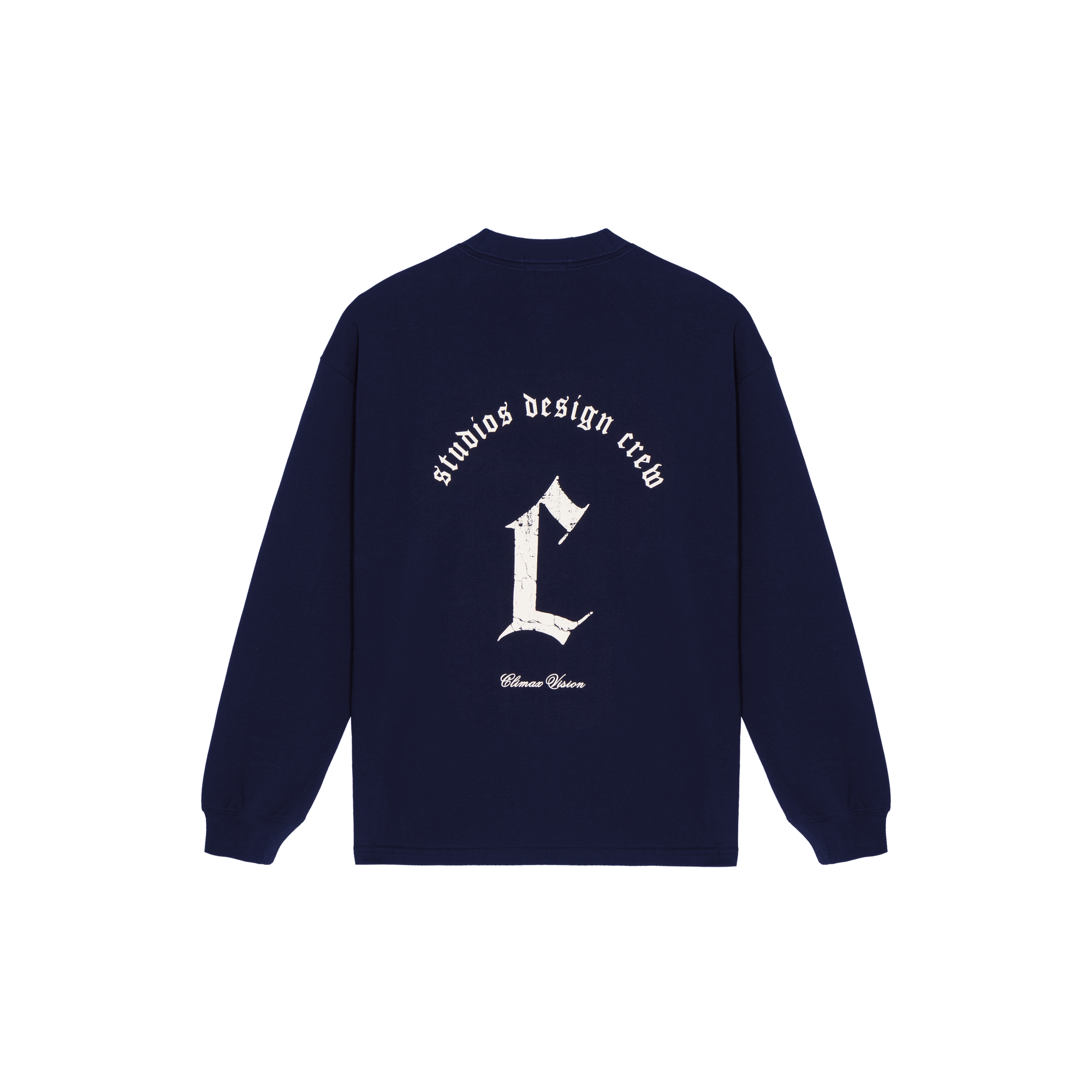 Navy Distressed Printed C Letter Long Sleeves