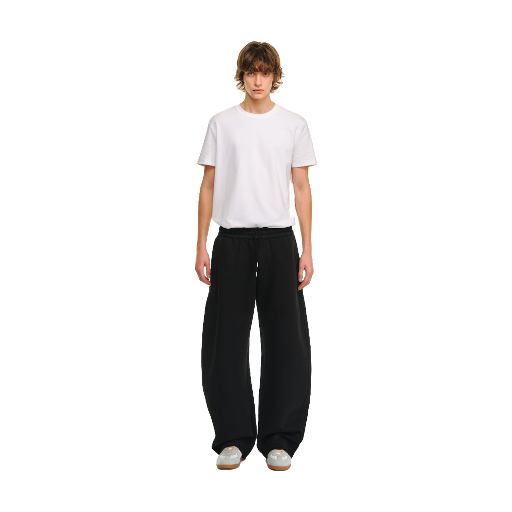 Black Structured Machete Cut Slouchy Banana Sweatpants