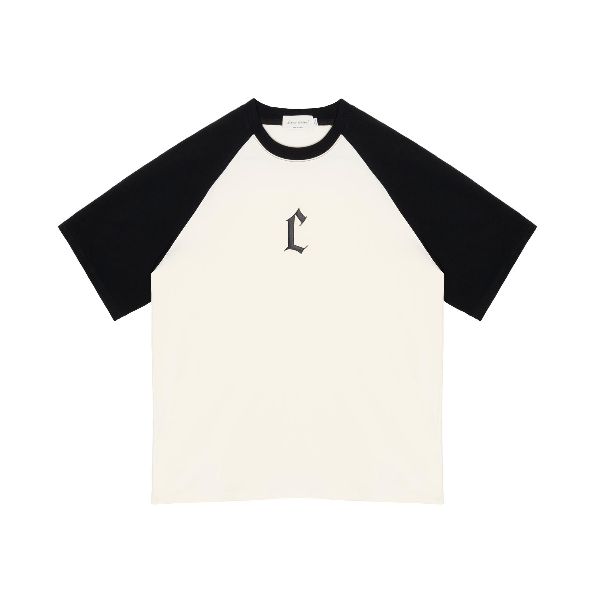 Beige and Black Colorblocked Foam C Letter Print Short Sleeve