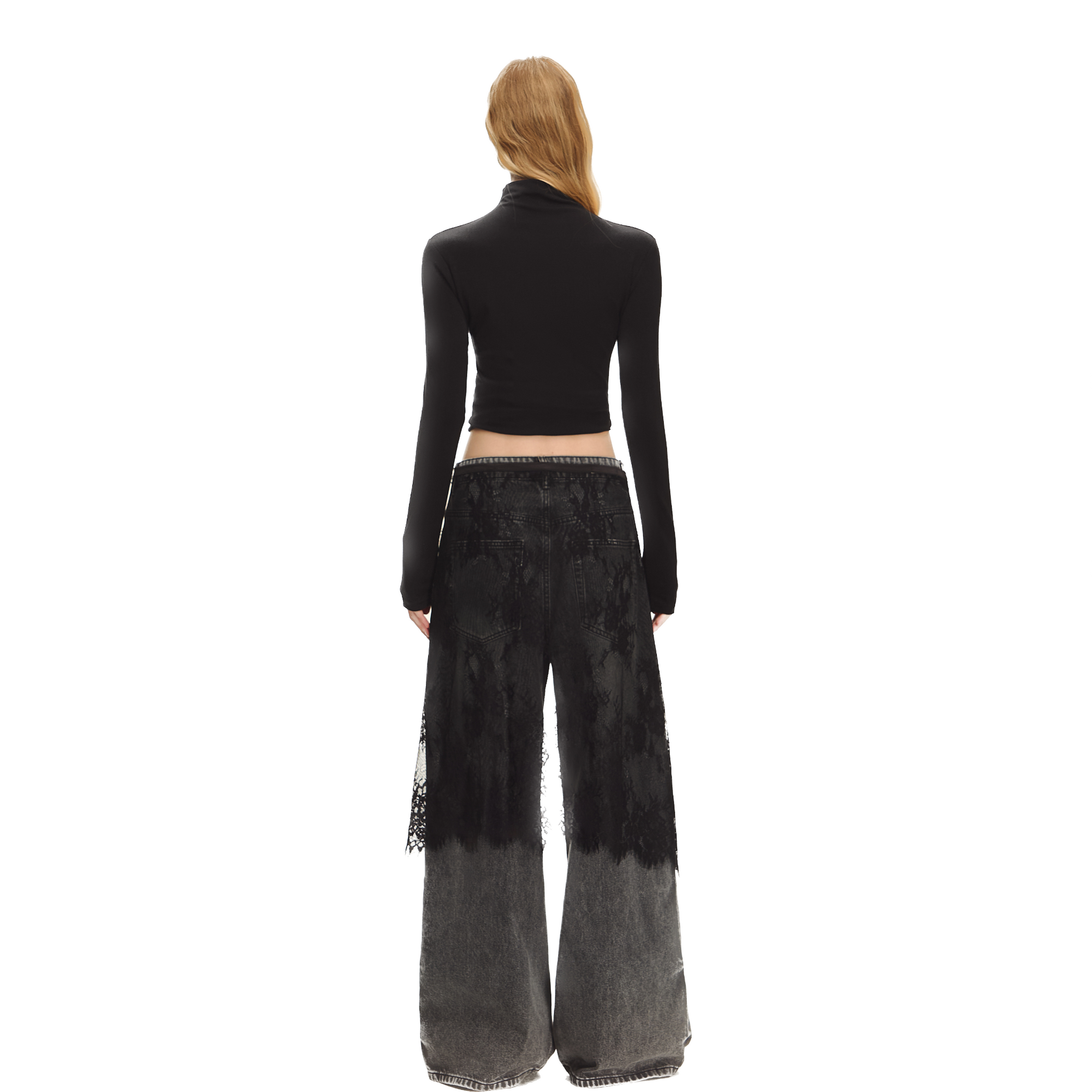 Black one-piece lace layered skirt
