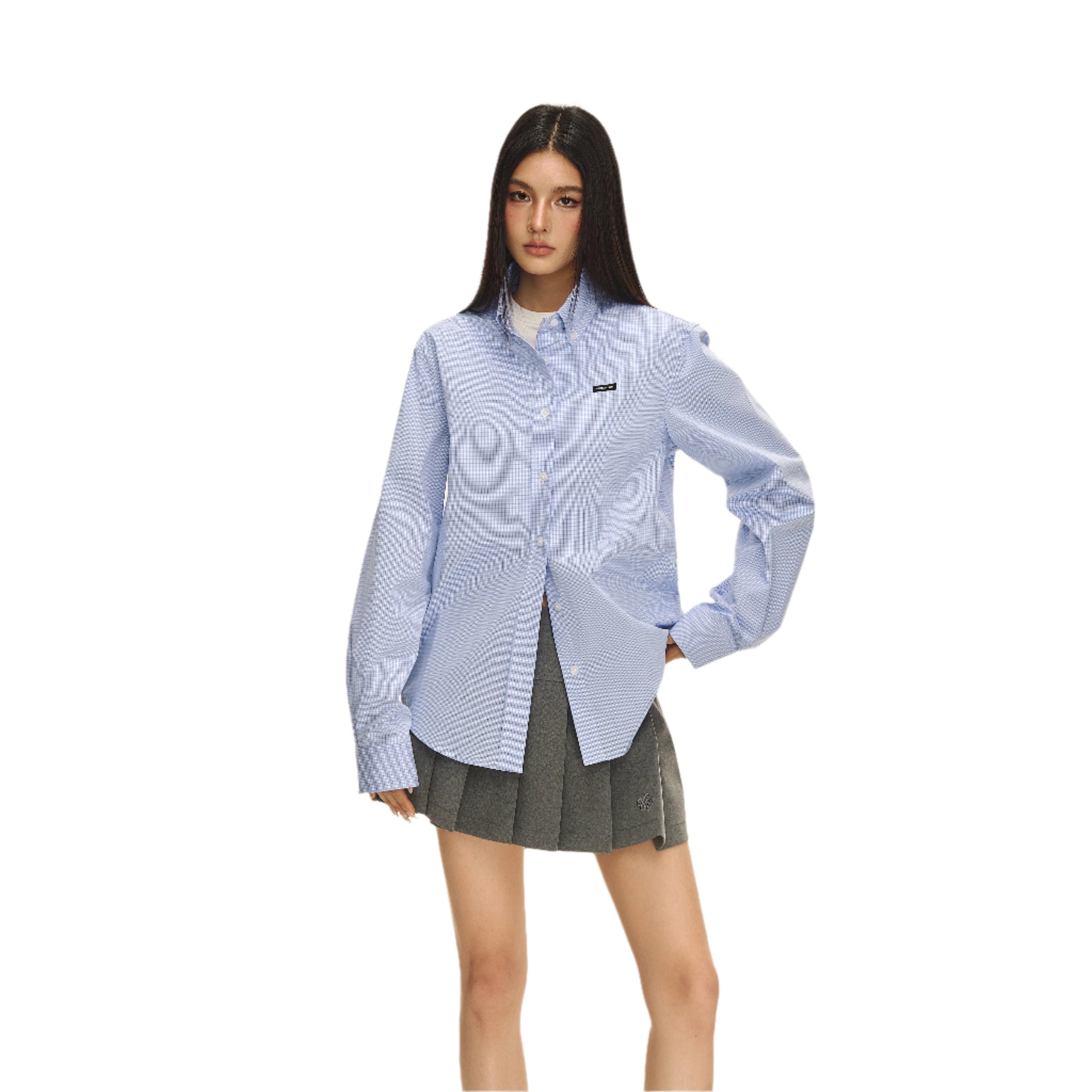 Light Blue Stretch Check Vintage Shirt