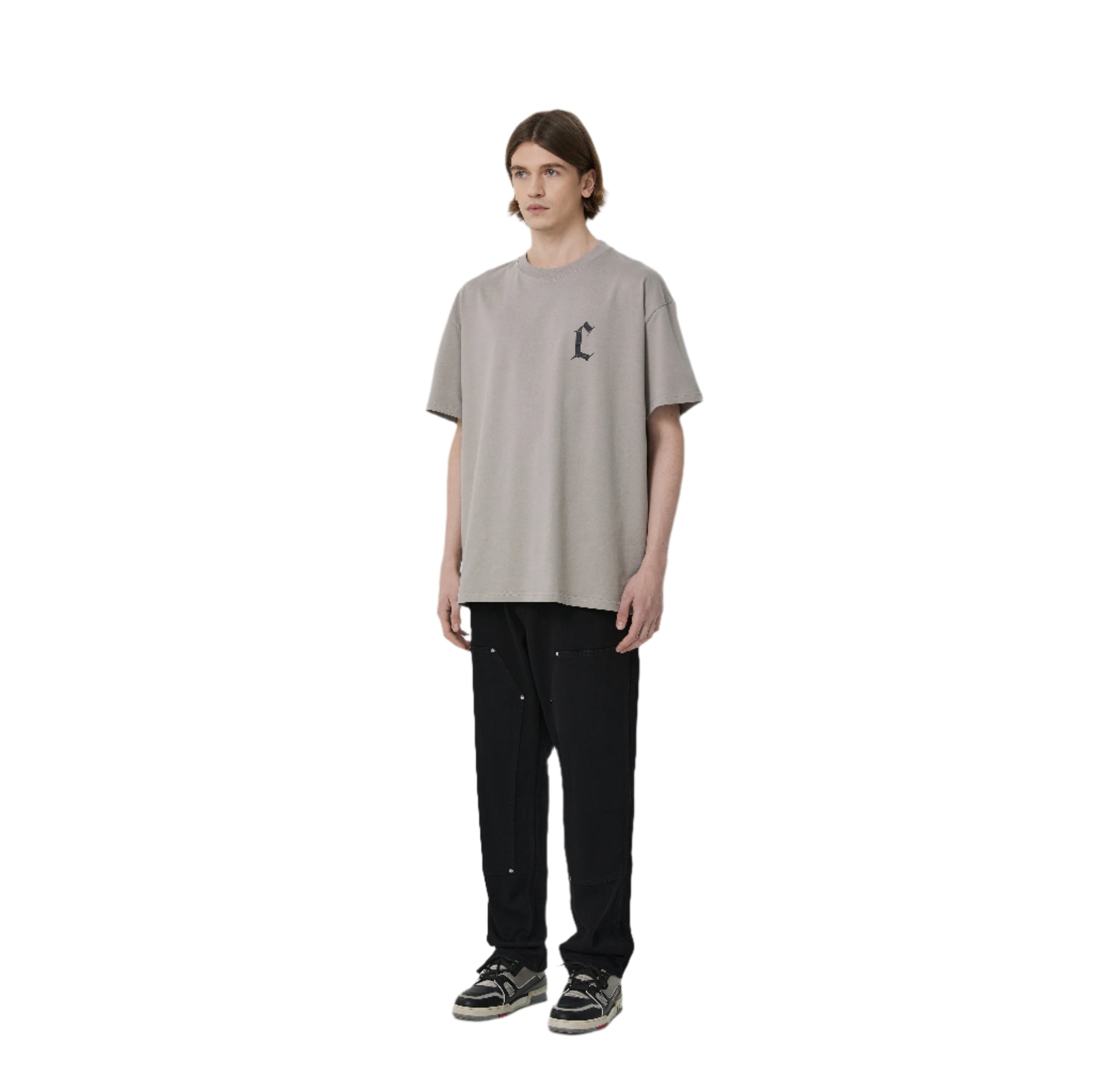 Grey Distressed C-line Short Sleeves