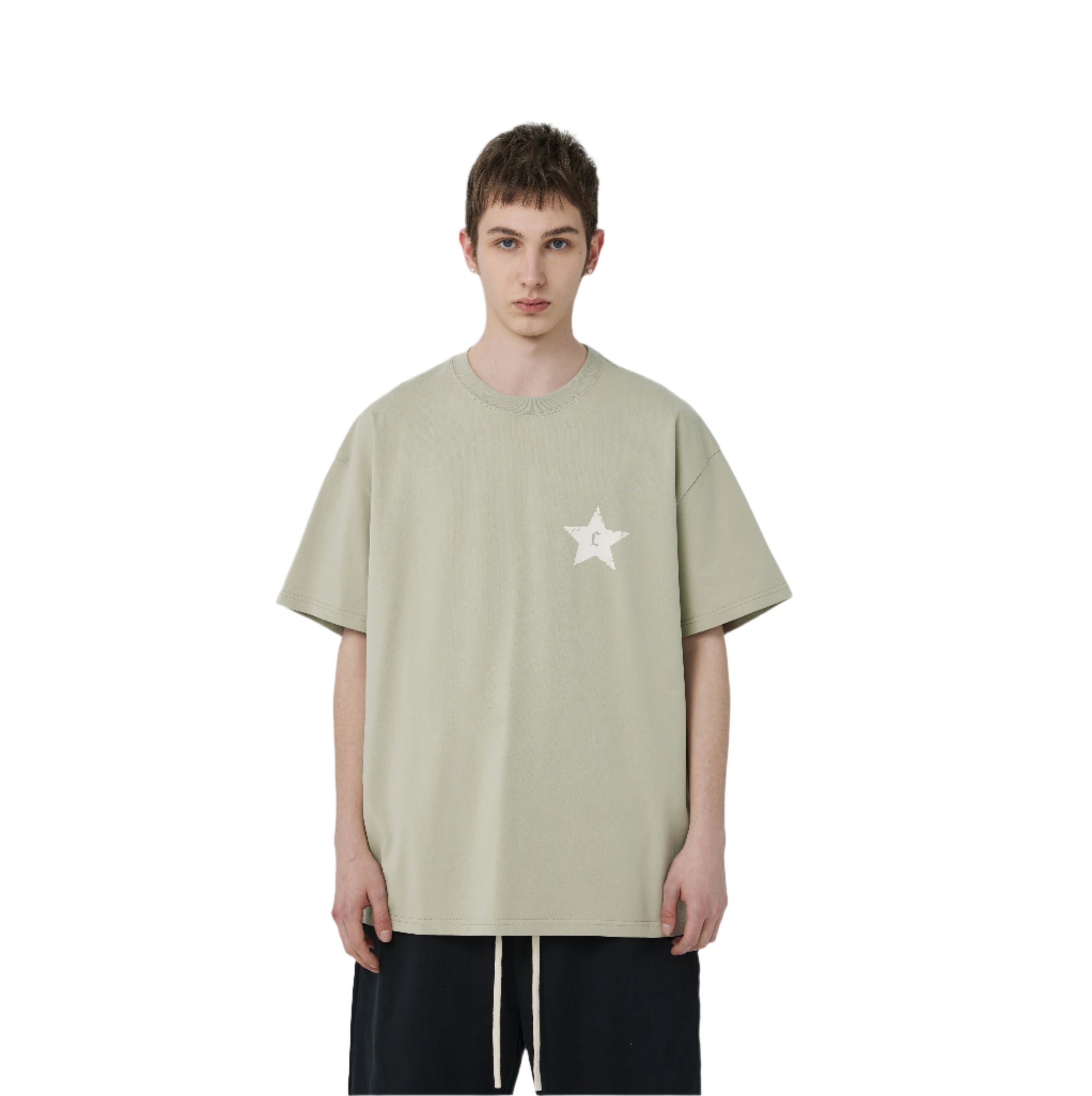 Pistachio Green Damaged Star C Short Sleeve