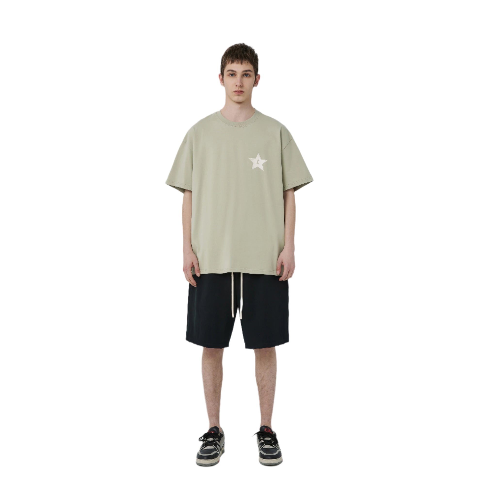 Pistachio Green Damaged Star C Short Sleeve