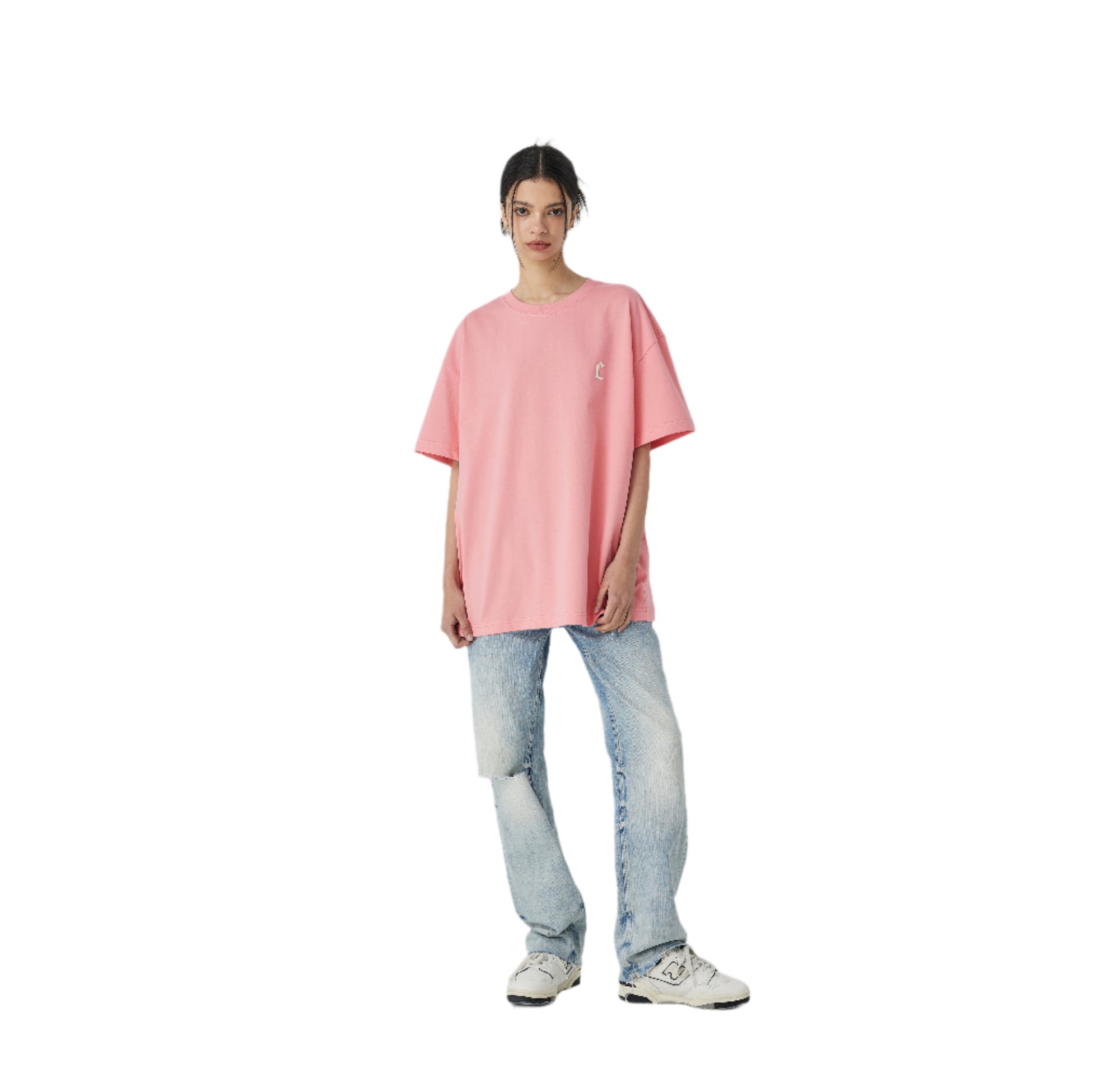Pink Letter Drop-molded Print Casual Short-sleeved Shirt