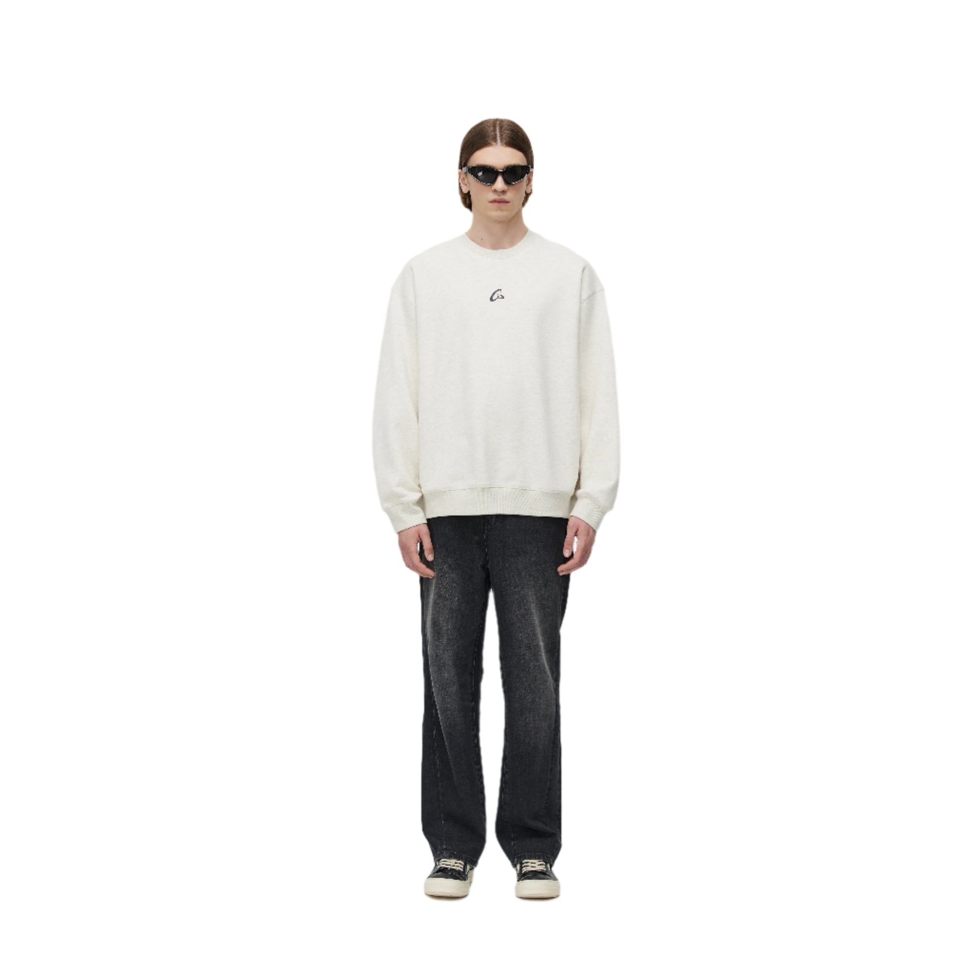 Oatmeal Frisbee Print Fleece Sweatshirt