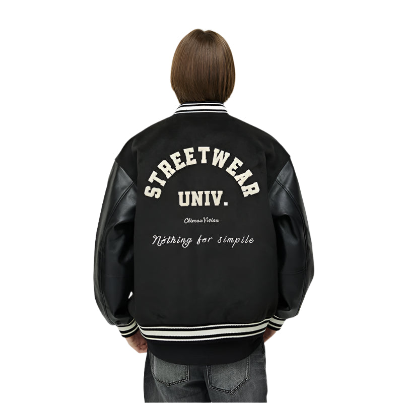 Black Embroidered Baseball Jacket
