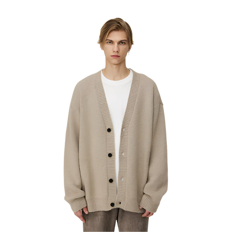 Khaki Loose Cardigan Sweater