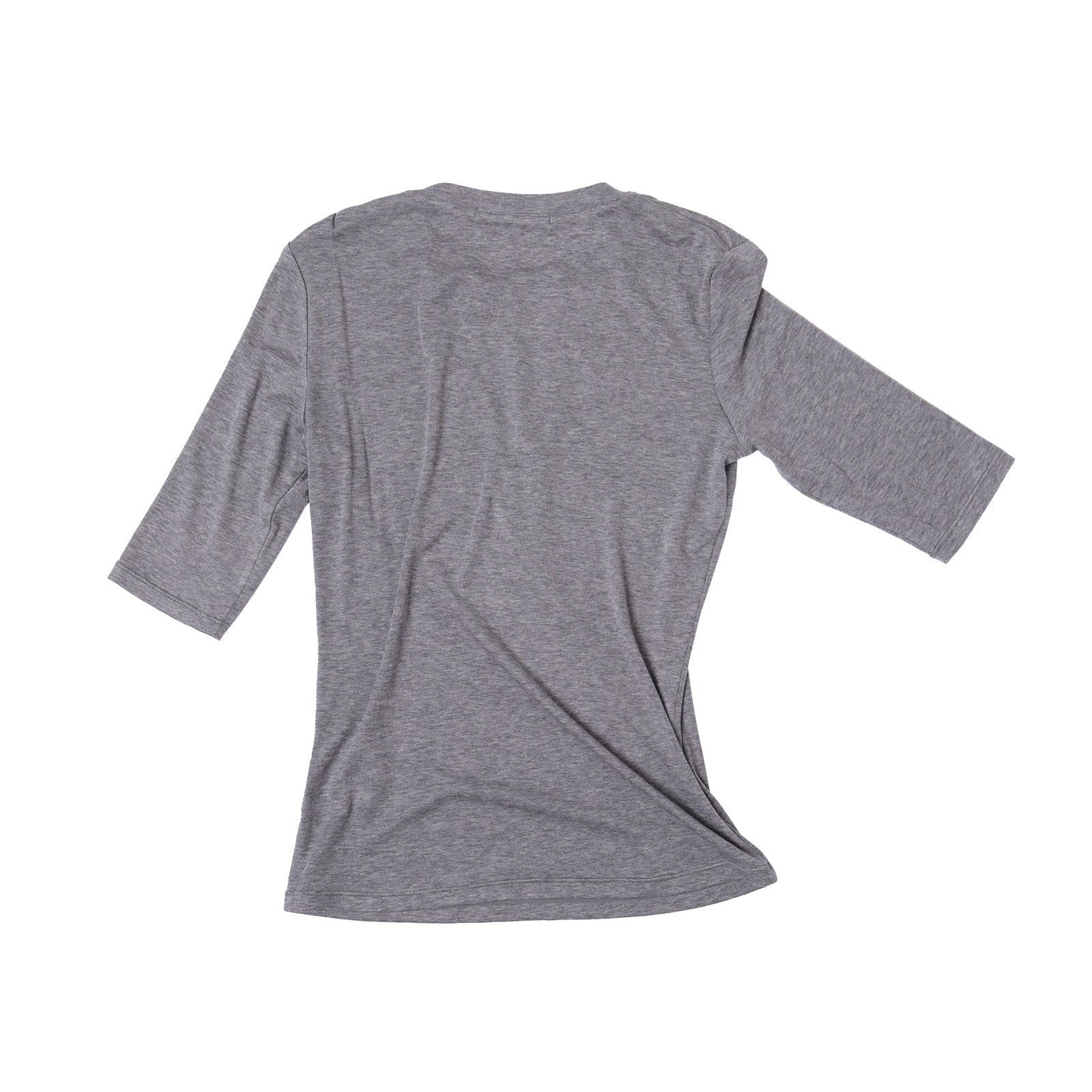 Grey Lyocell Wool Blend Henry Mid-Sleeve T-Shirt