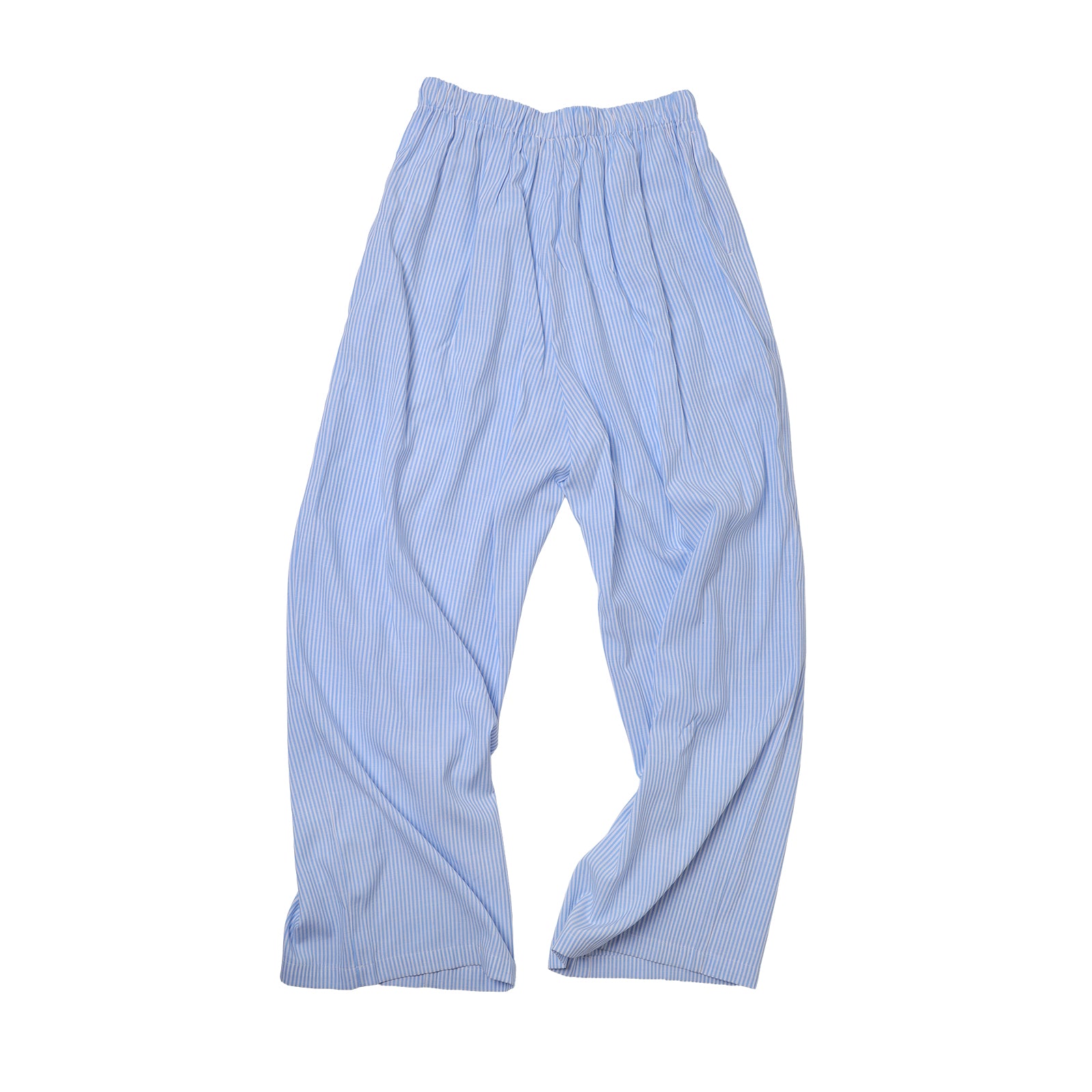 Blue Beaded Striped Casual Pants