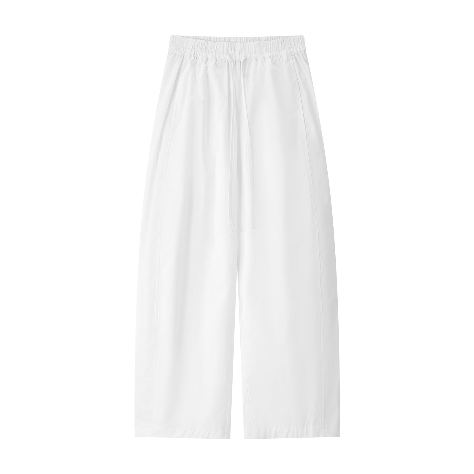 White Lightweight Cocoon-Shaped Cropped Balloon Pants
