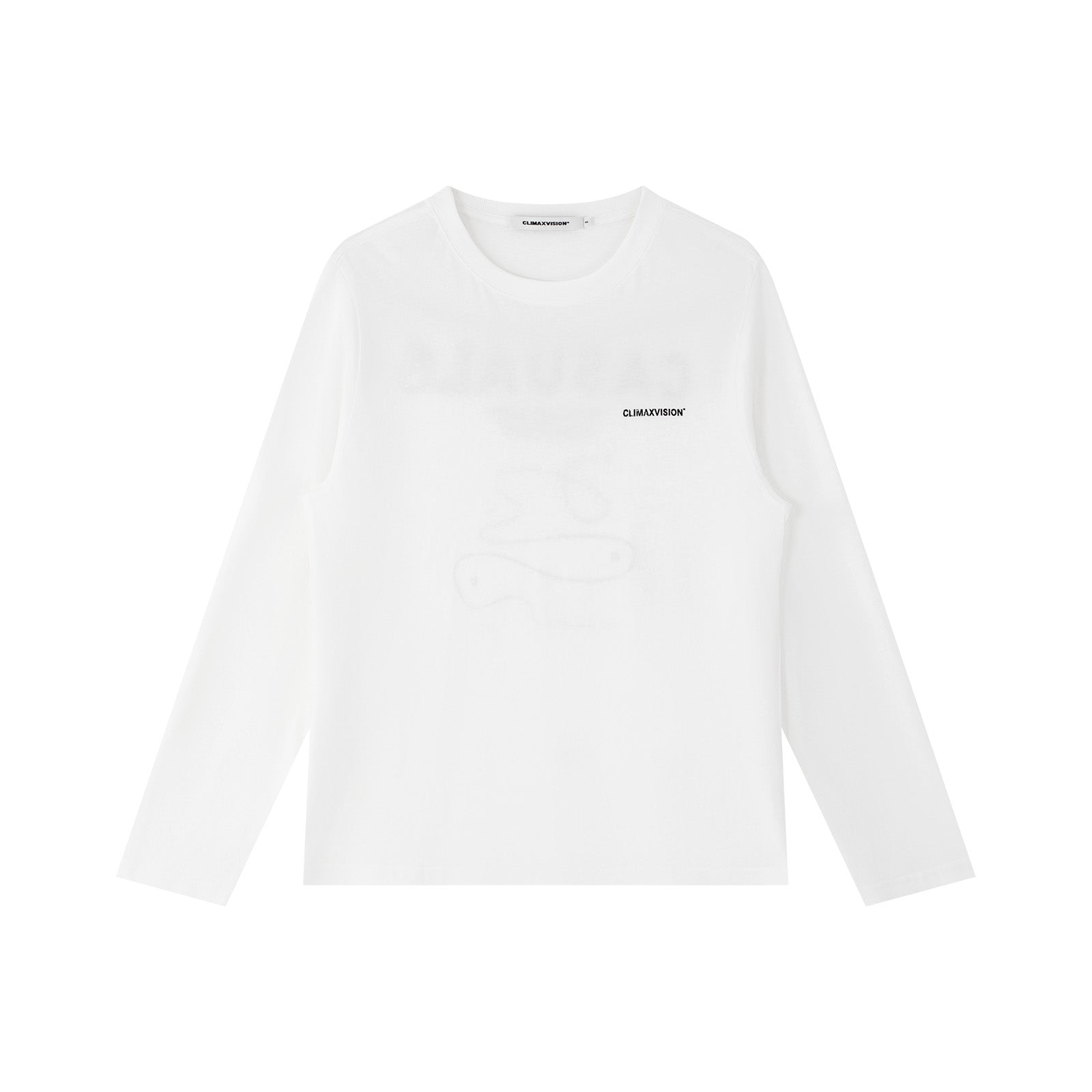 White Textured Print Long-Sleeve T-Shirt