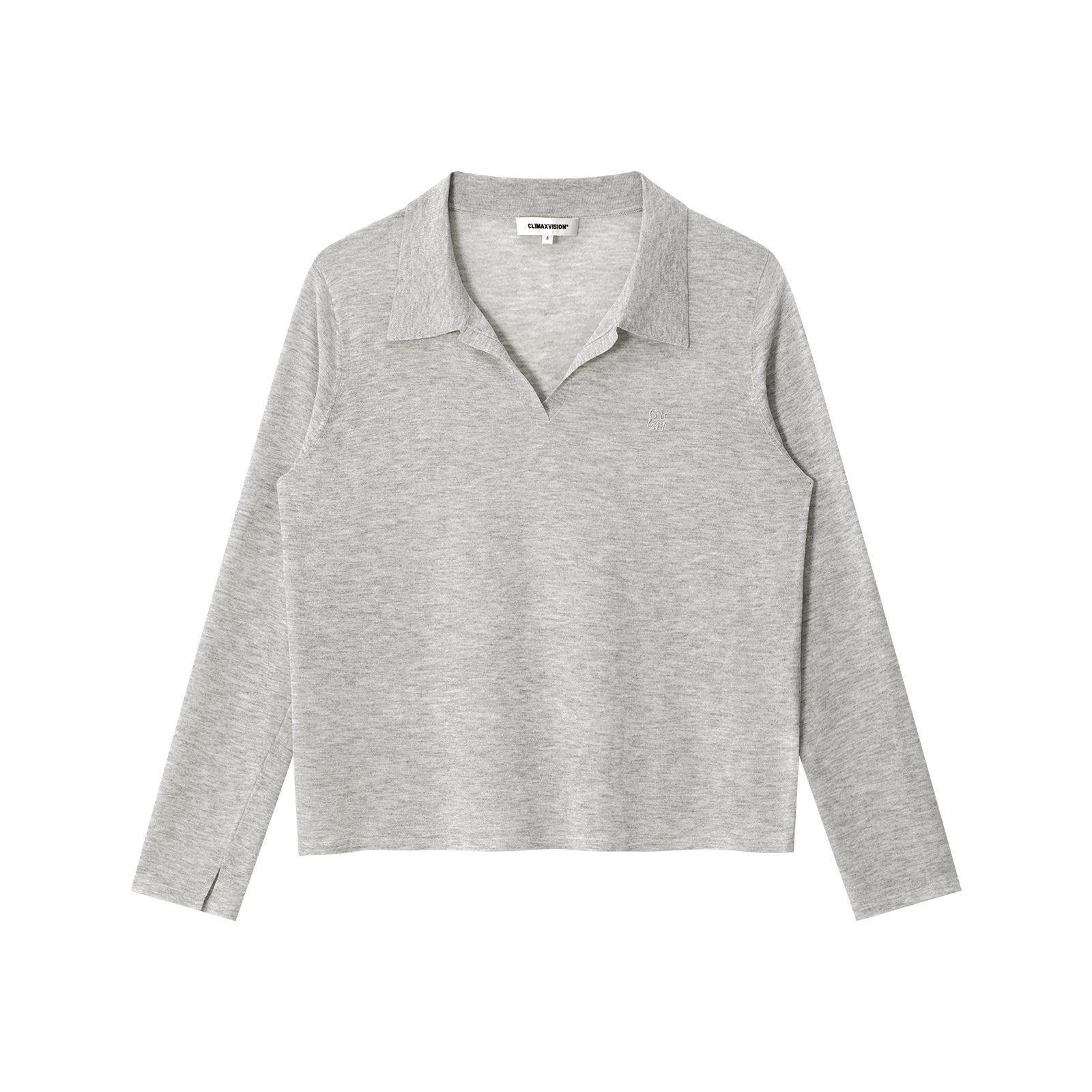 Grey Tencel Linen Cool Polo Long Sleeve