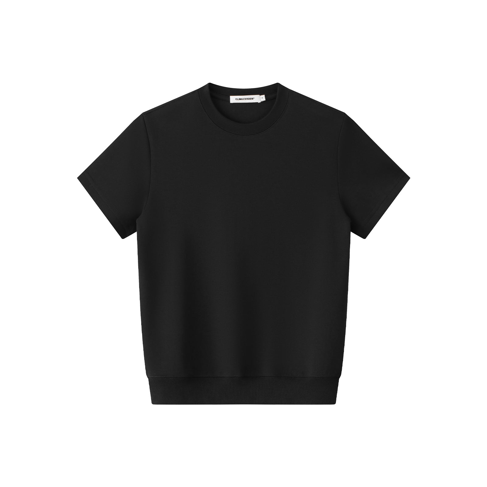 Black Air Layer Ribbed Shoulder Short Sleeve