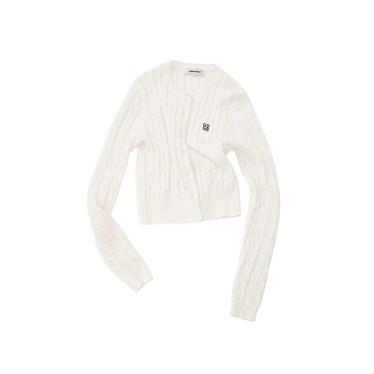 White 3D Cable Knit Linen Cardigan