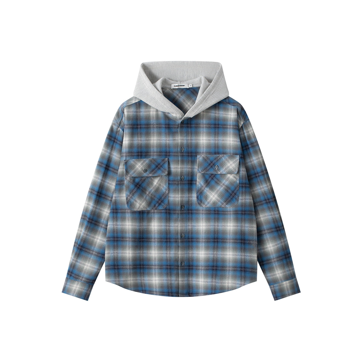 Blue Plaid Hooded Shirt Jacket