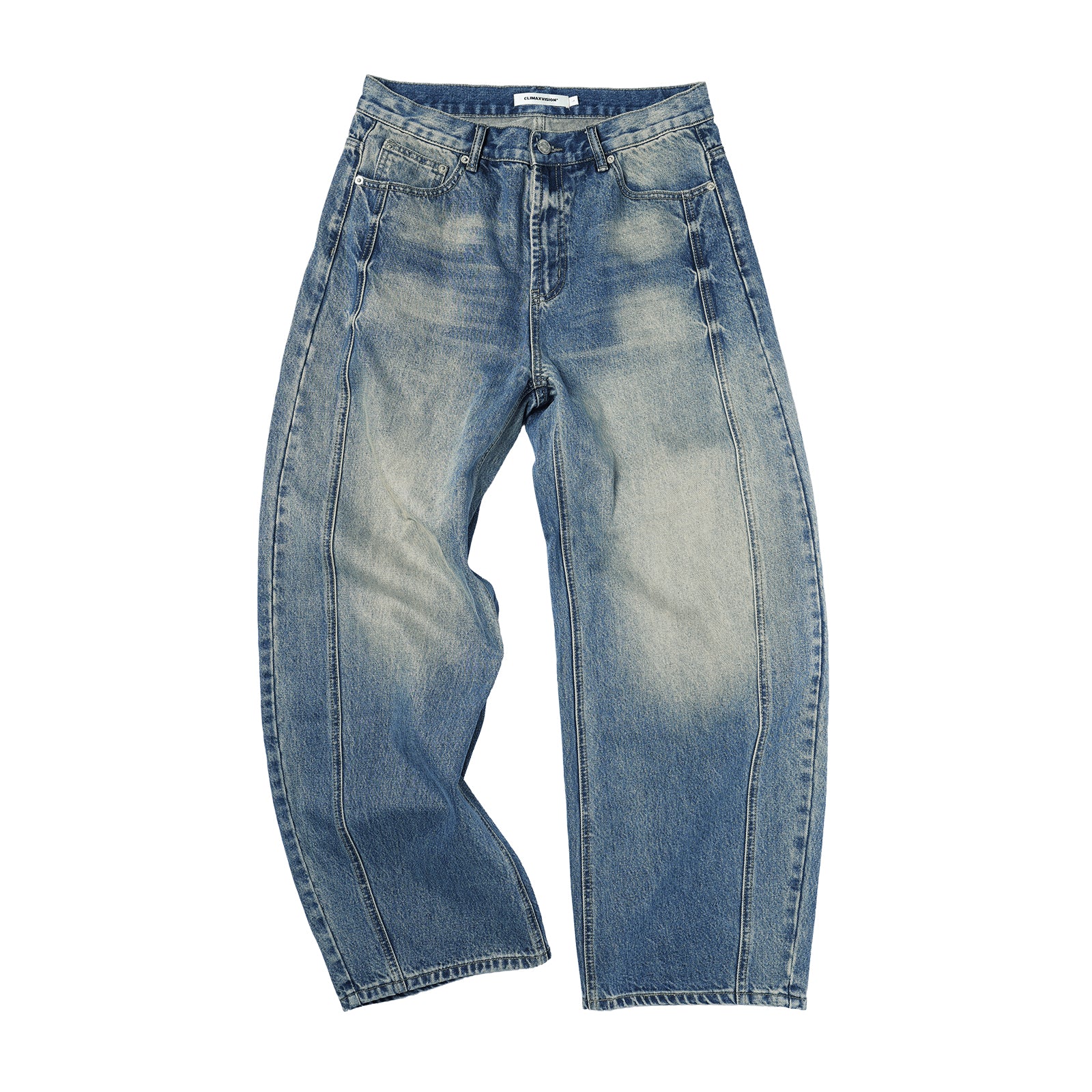 Blue Retro 3D Curved Blade Jeans