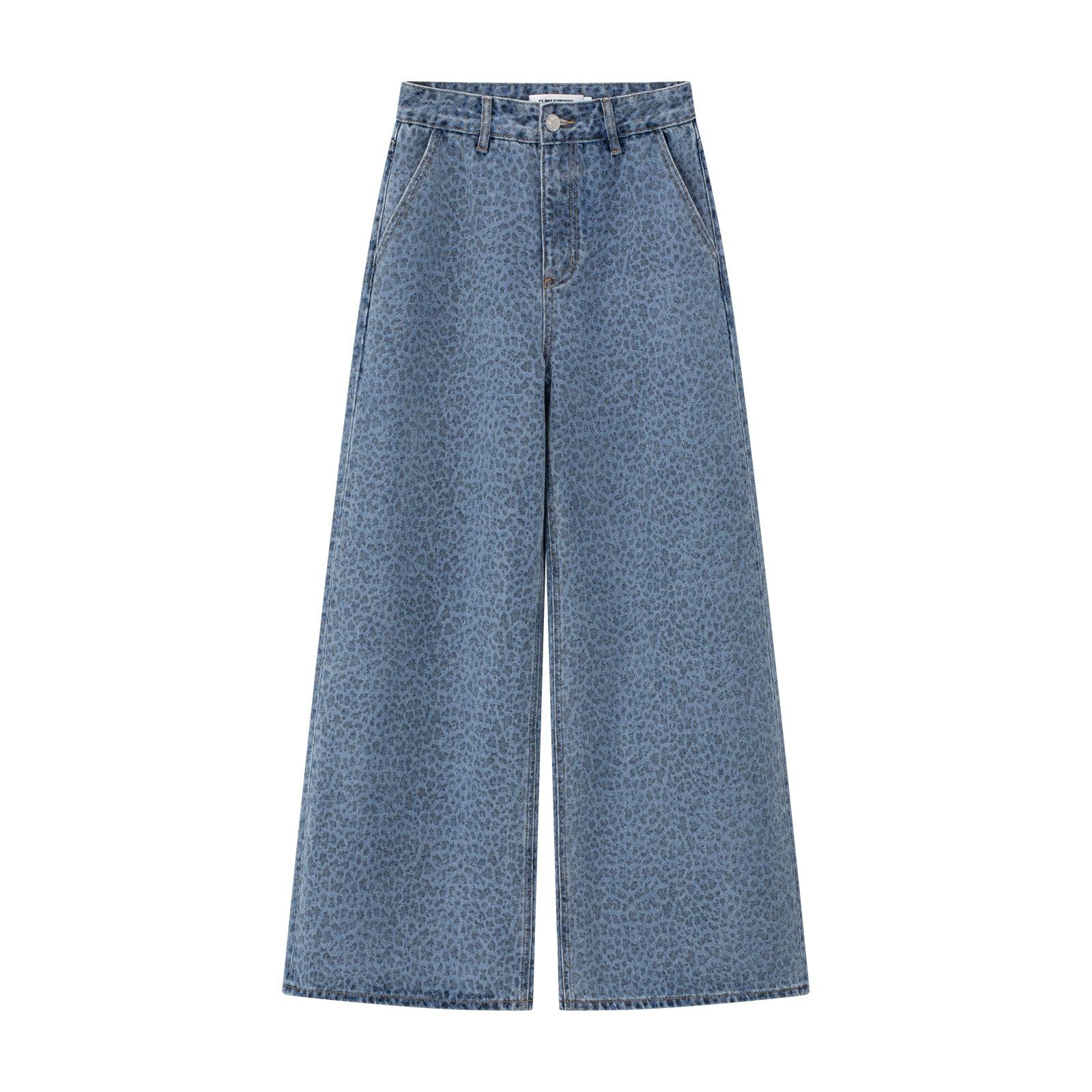 Blue Washed Leopard Print Jeans