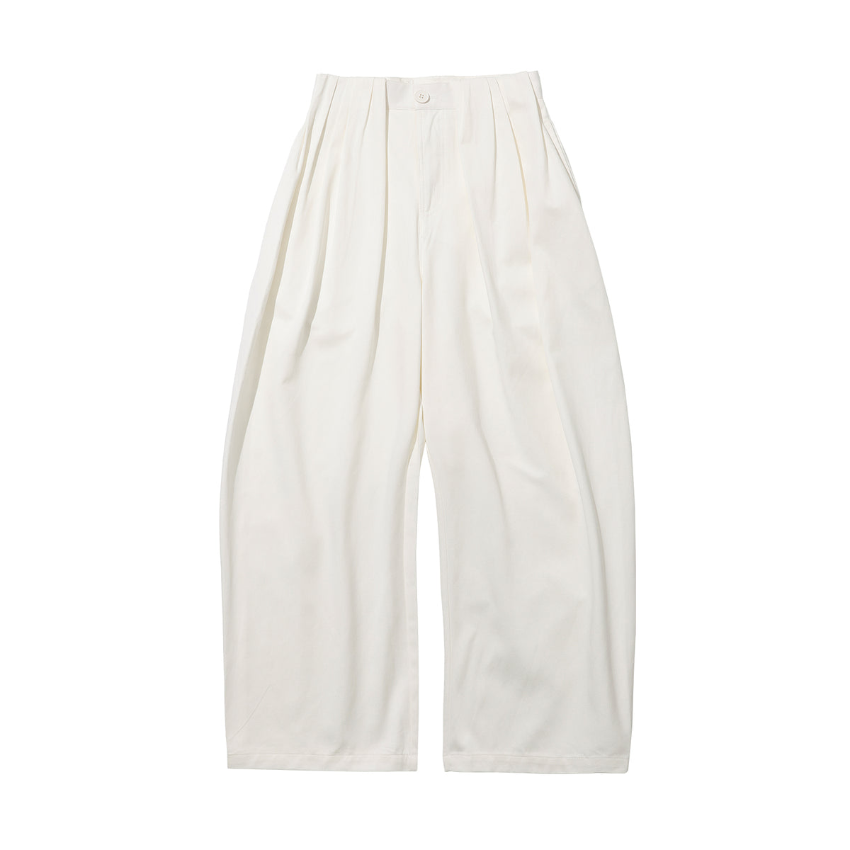 White Tencel Cotton 3D Cut Curved Pants