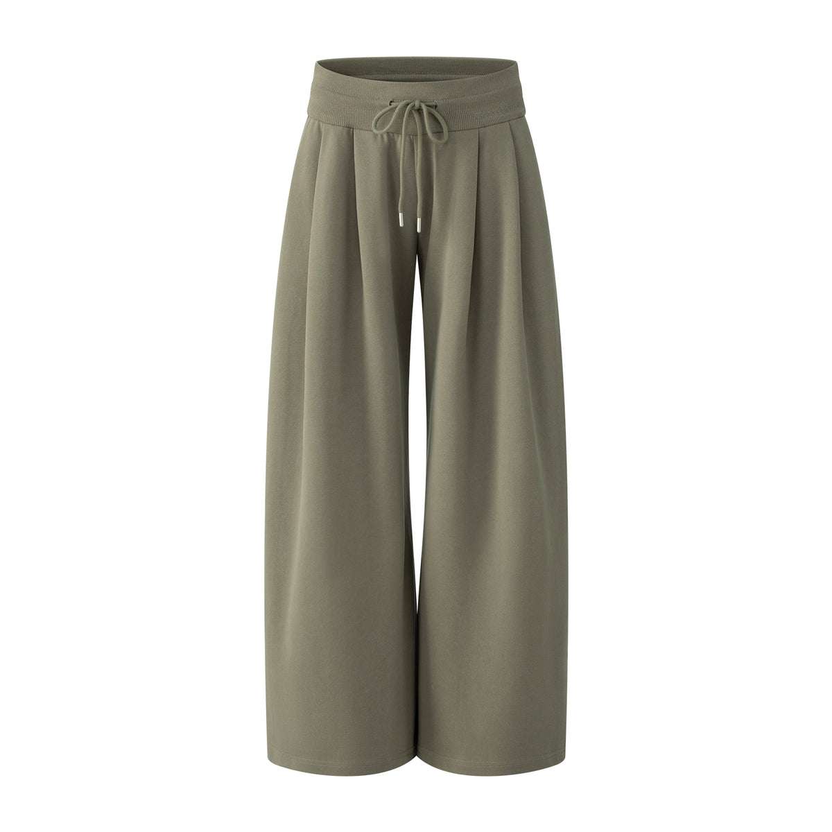 Green Low-Rise Drawstring Wide-Leg Sweatpants