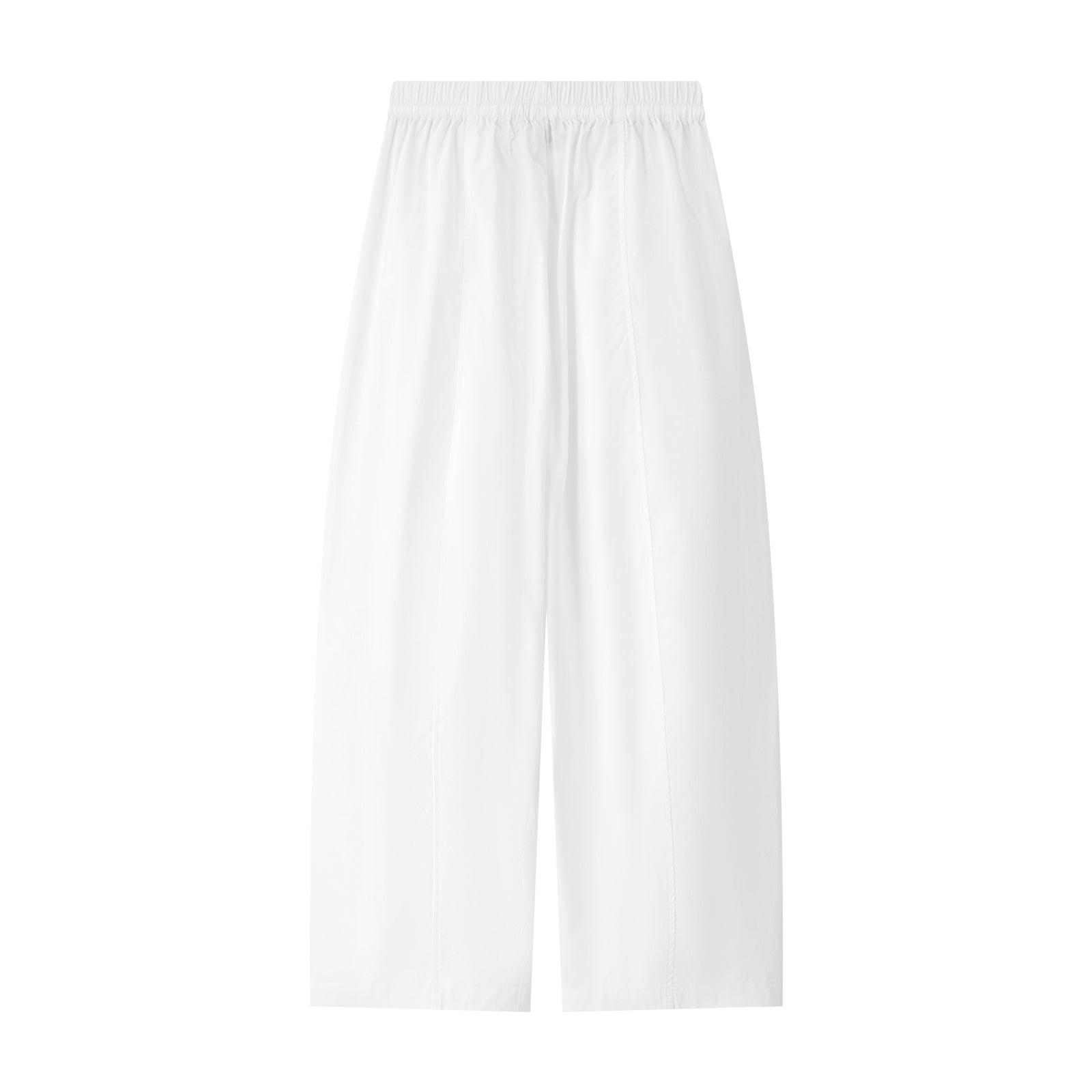 White Lightweight Cocoon-Shaped Cropped Balloon Pants