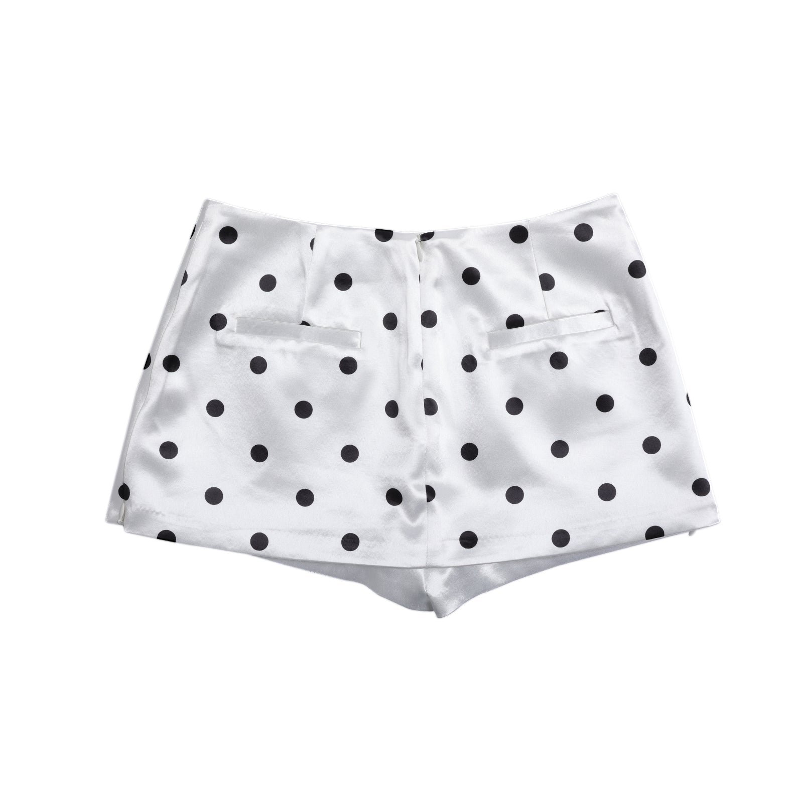 White Satin Polka Dot Mini Skirt Pants