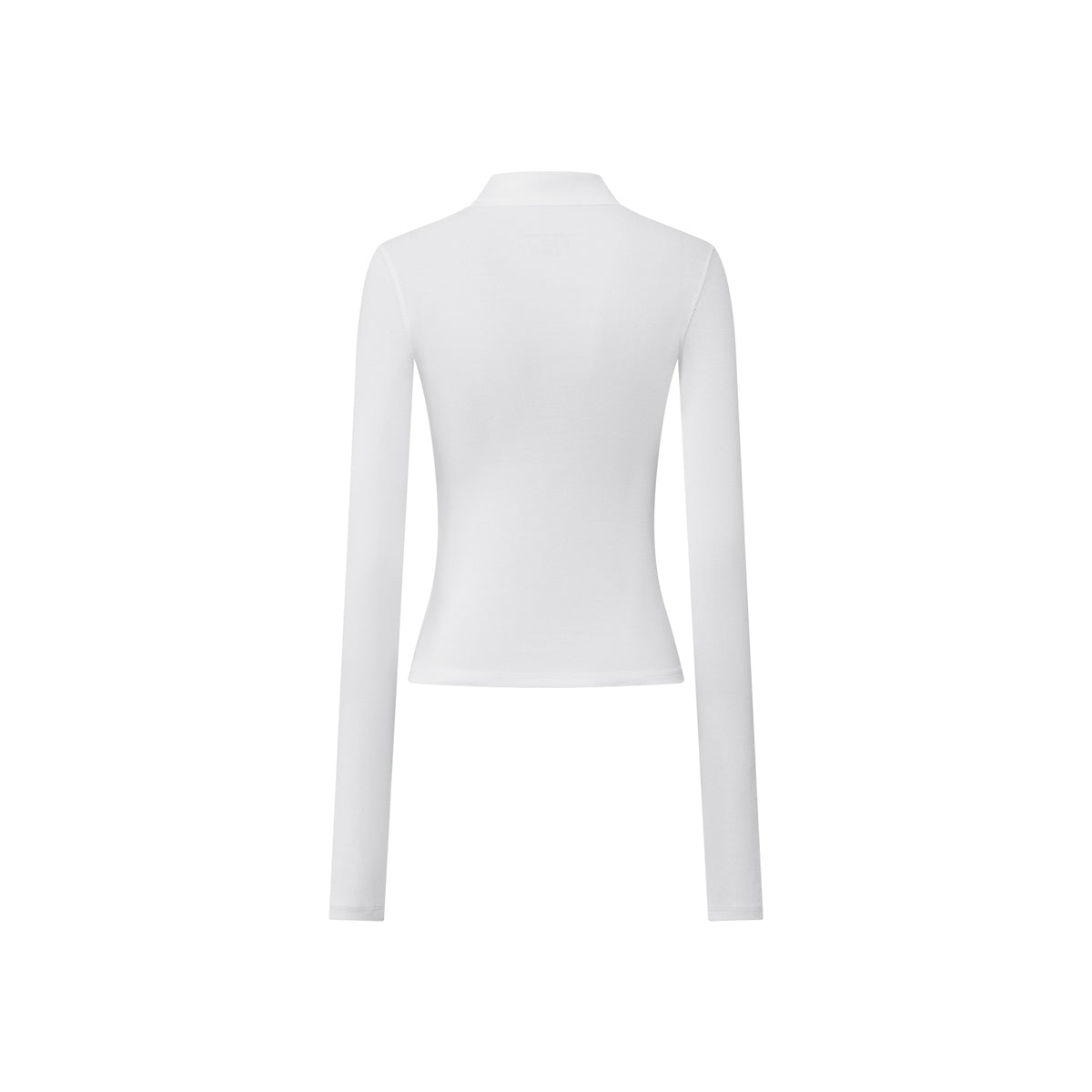 White Stand Collar Slim Fit Base Layer Long Sleeve 