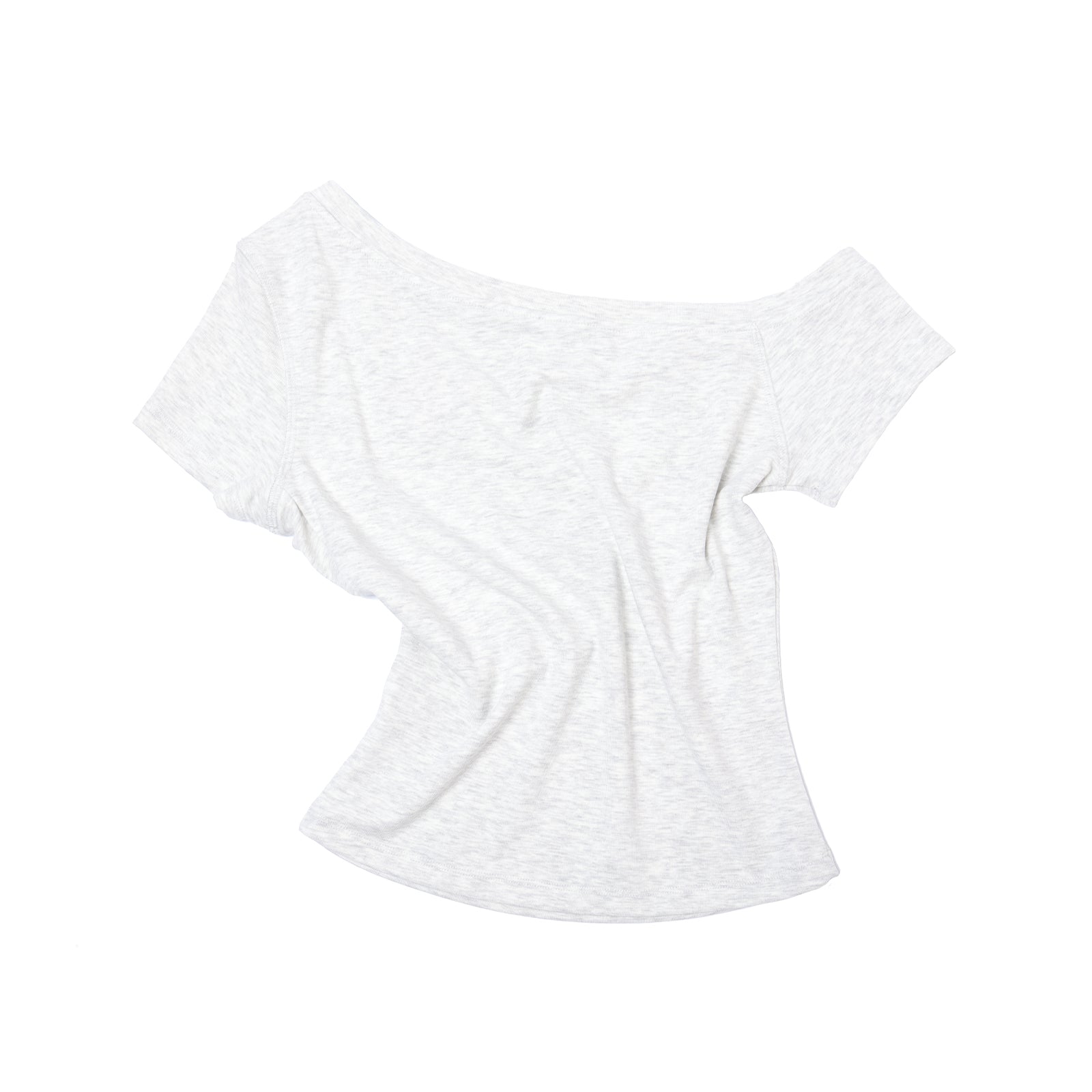 Oatmeal-colored Cross Towel Embroidery Off-Shoulder Short Sleeve