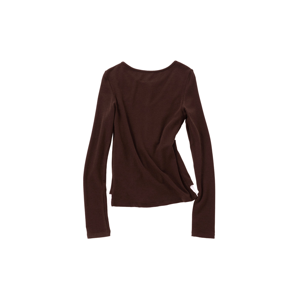 Brown Cross Henley Faux Two-Piece Long-Sleeve T-Shirt