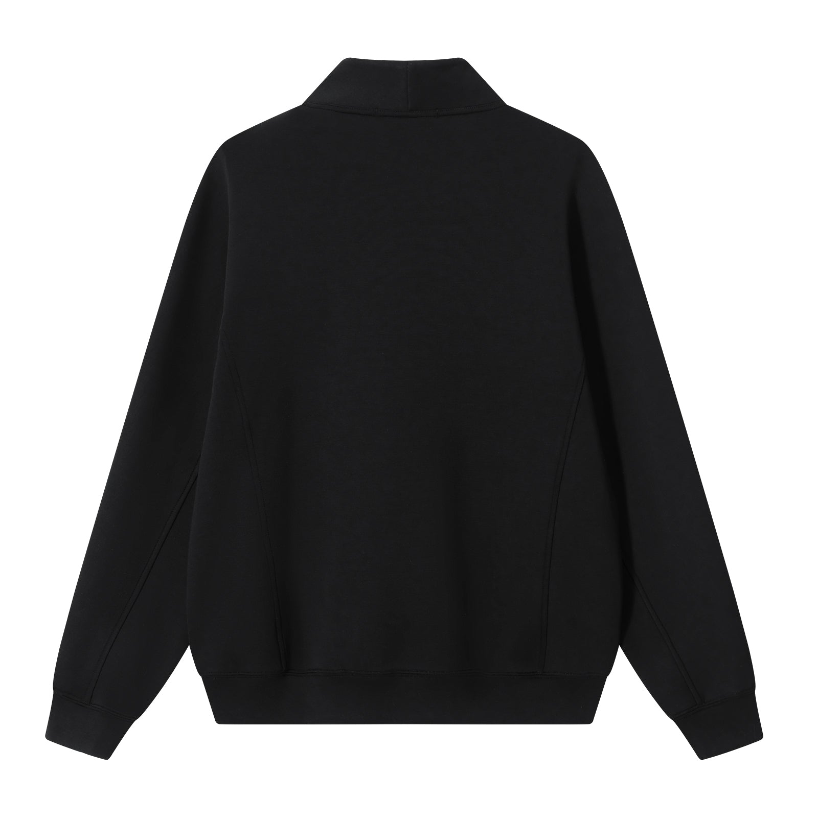 Black Air Layer High Neck Zipper Casual Fleece Sweatshirt