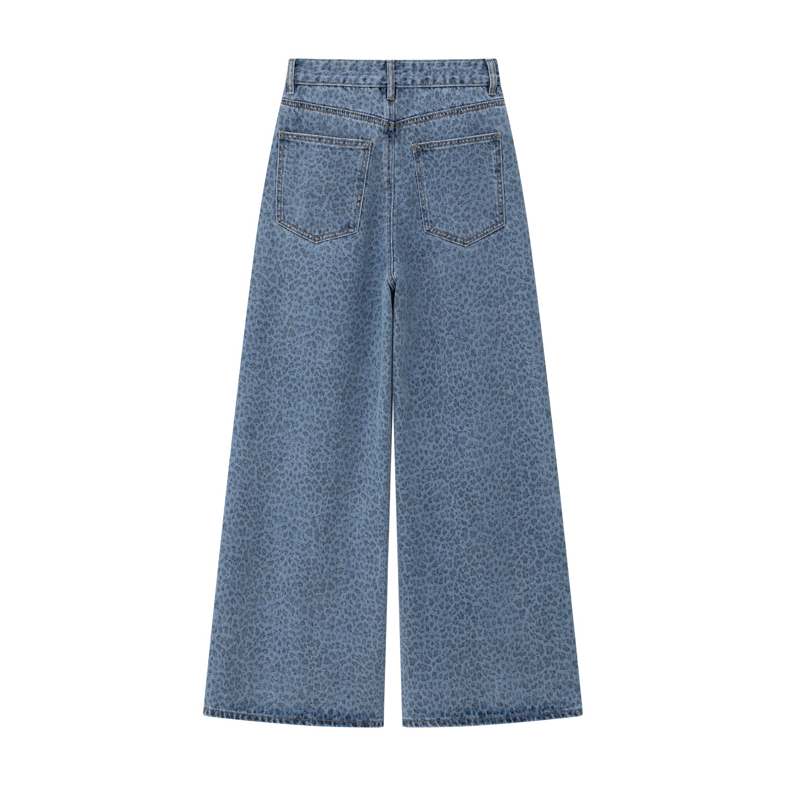 Blue Washed Leopard Print Jeans