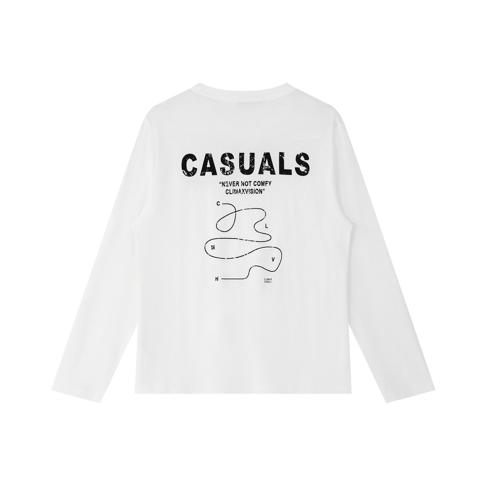 White Textured Print Long-Sleeve T-Shirt