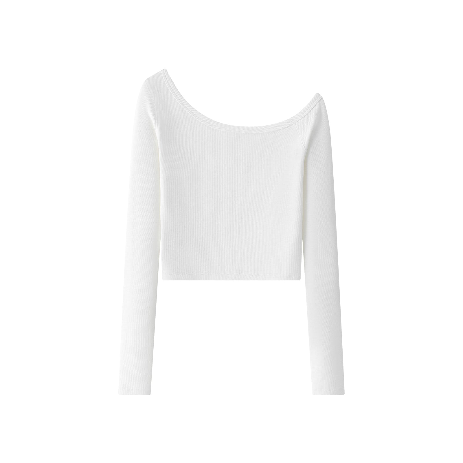 White Cross Flower Asymmetrical Off-Shoulder Long Sleeve