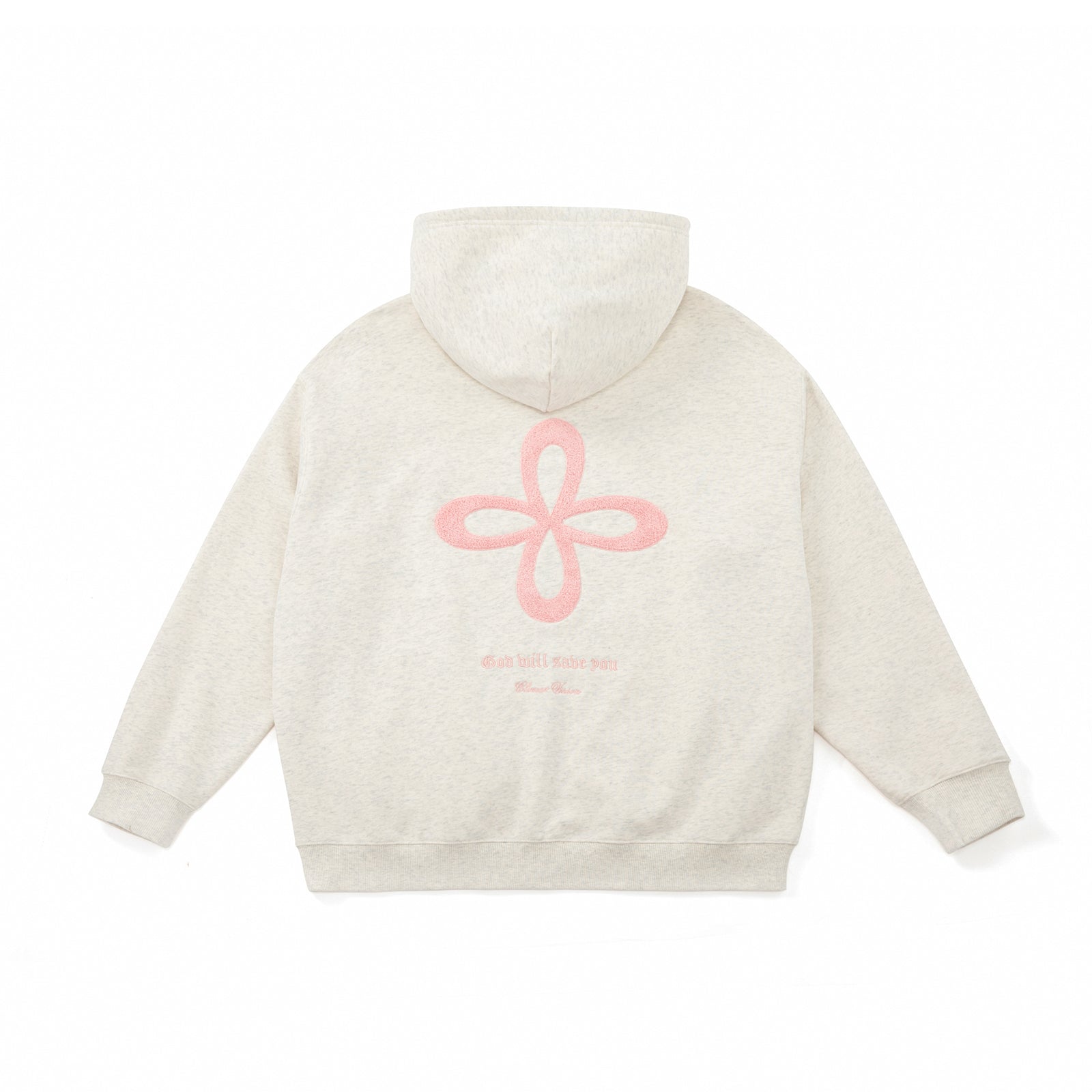 Beige Cross-Patterned Fur Zip-Up Hooded Sweatshirt