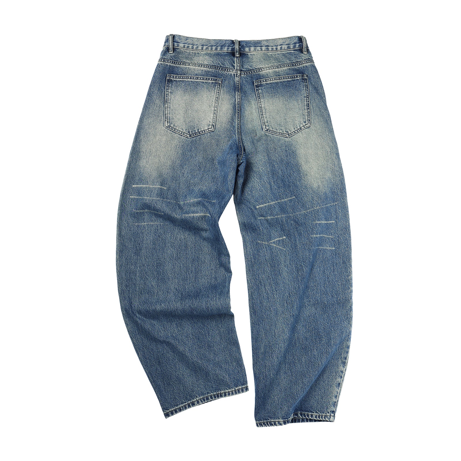 Blue Retro 3D Curved Blade Jeans