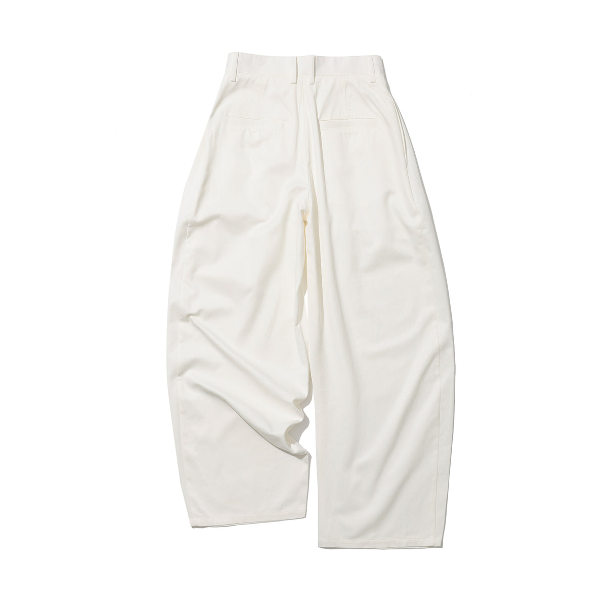 White Tencel Cotton 3D Cut Curved Pants