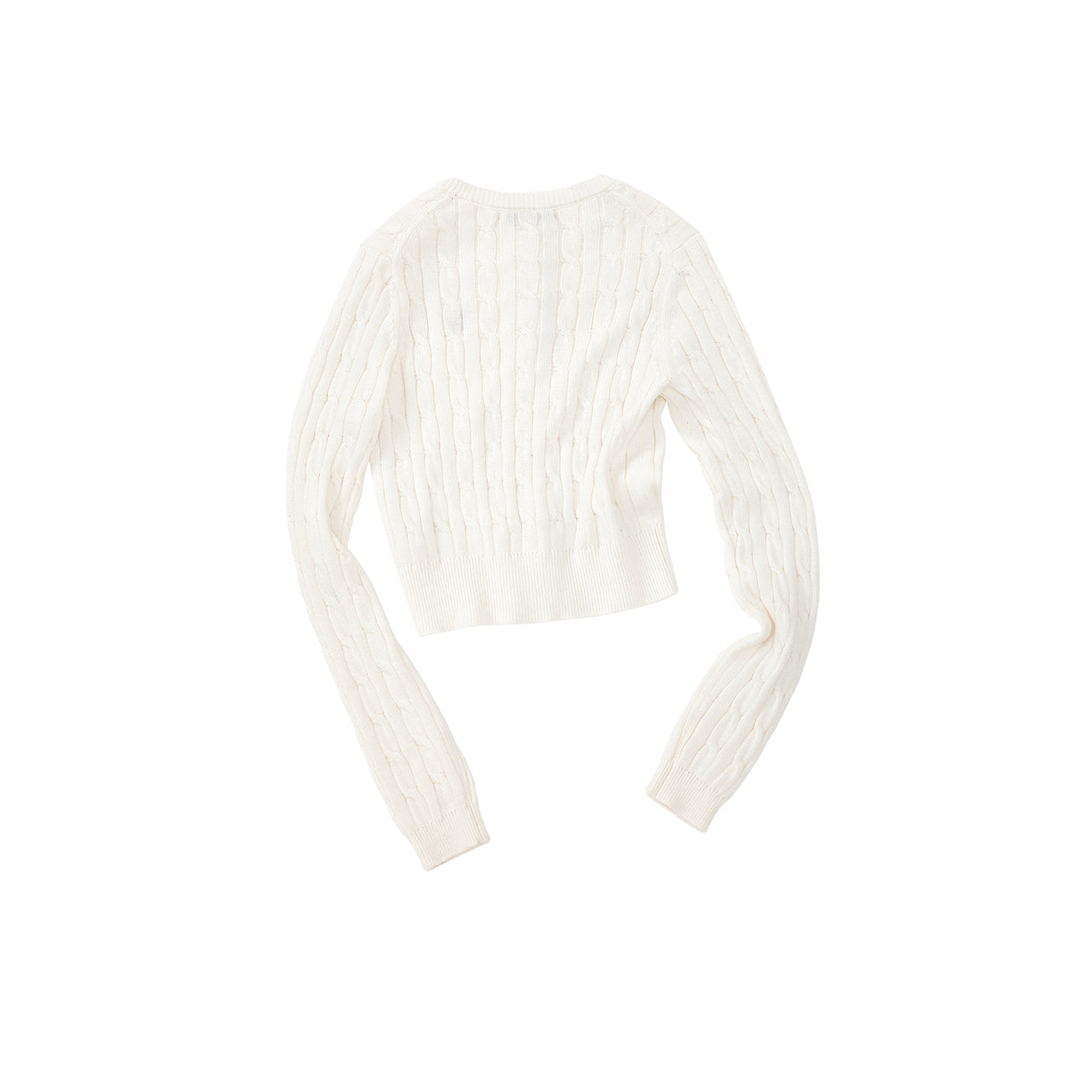 White 3D Cable Knit Linen Cardigan