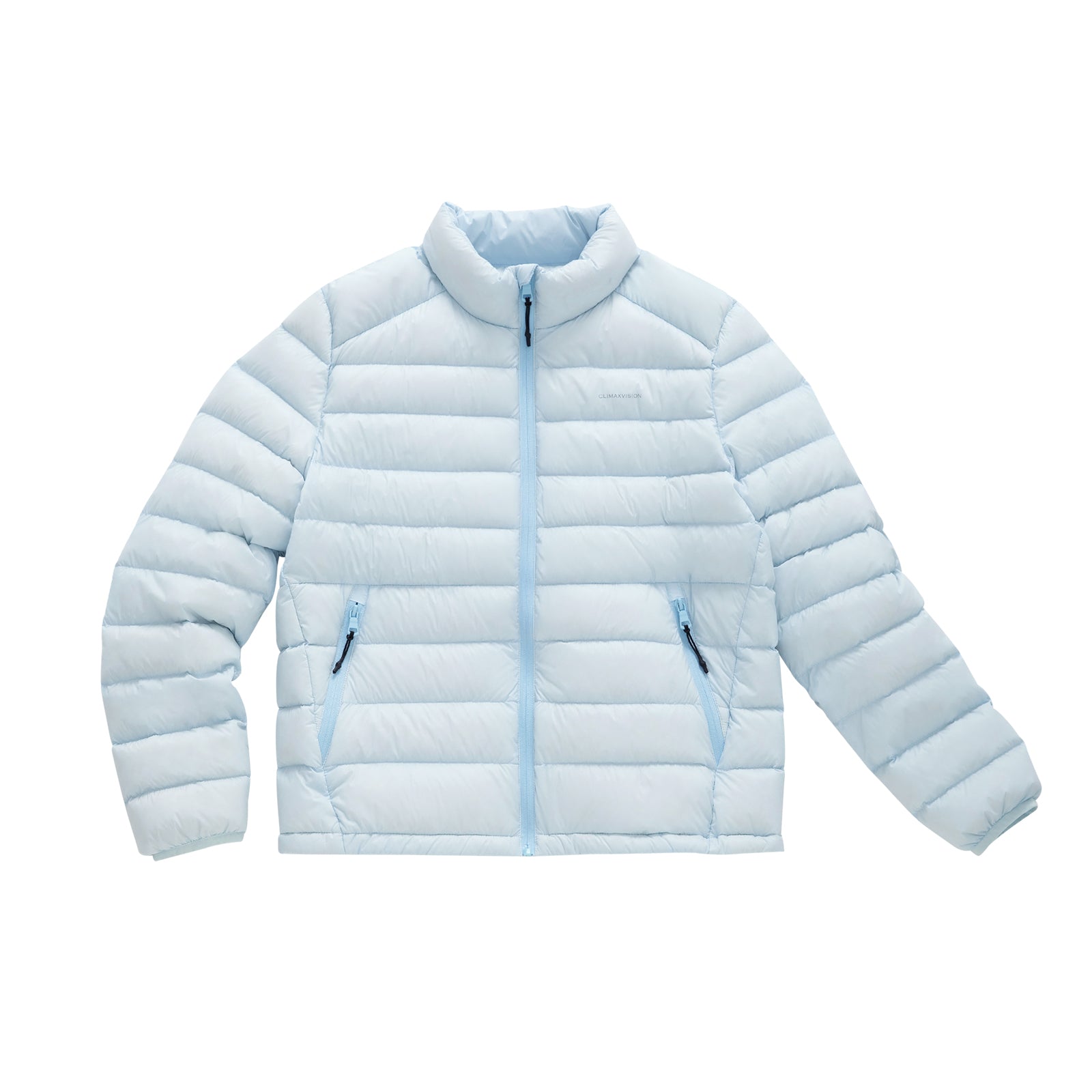 Blue Lightweight Cloud-like Ribbed Stand Collar Warm Down Jacket