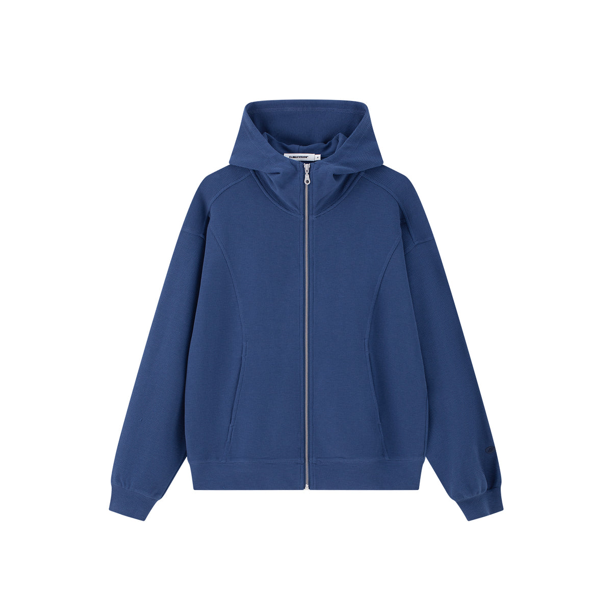 Navy Blue Relaxed Waffle Knit Set Hoodie 