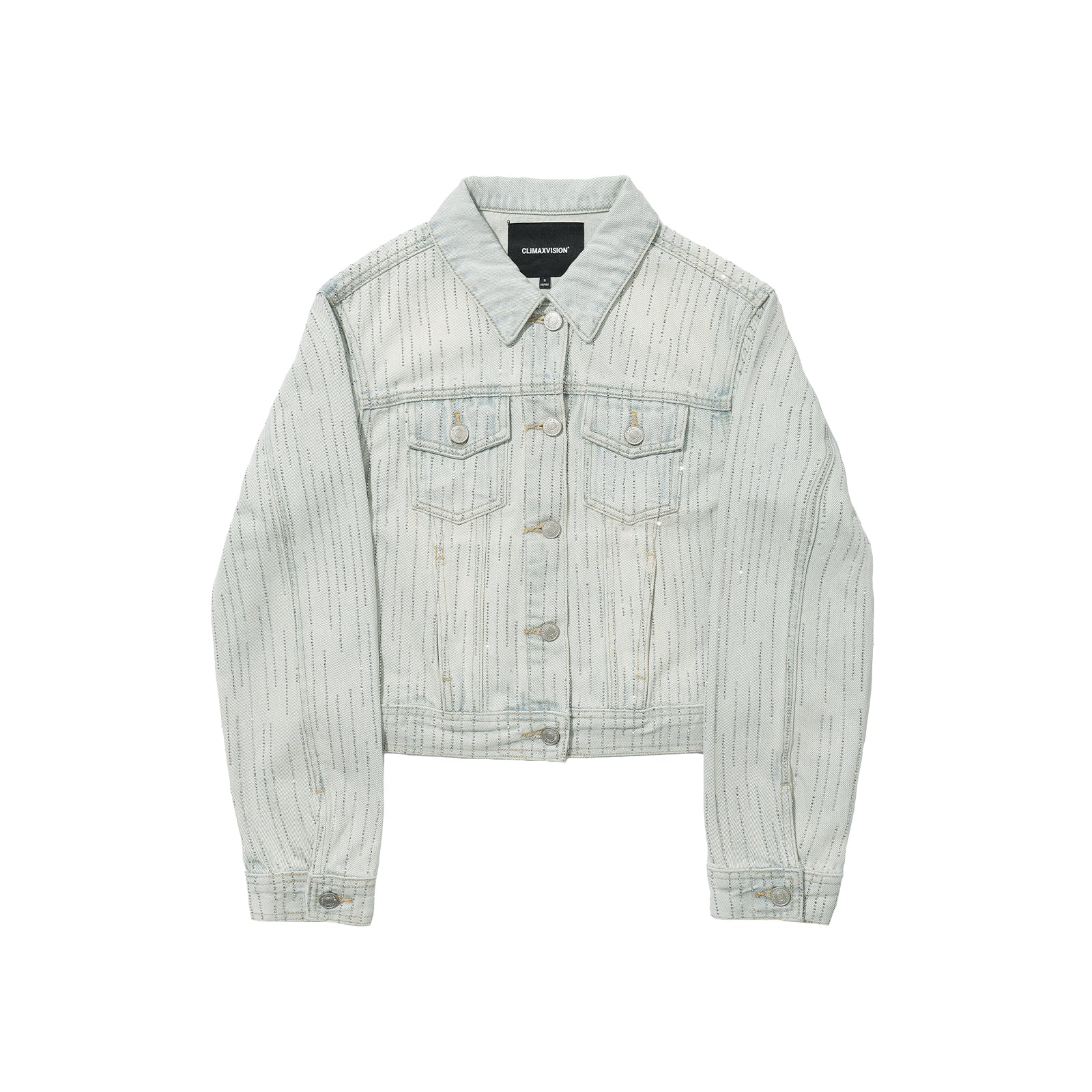 Blue Stellar Rhinestone Washed Denim Jacket