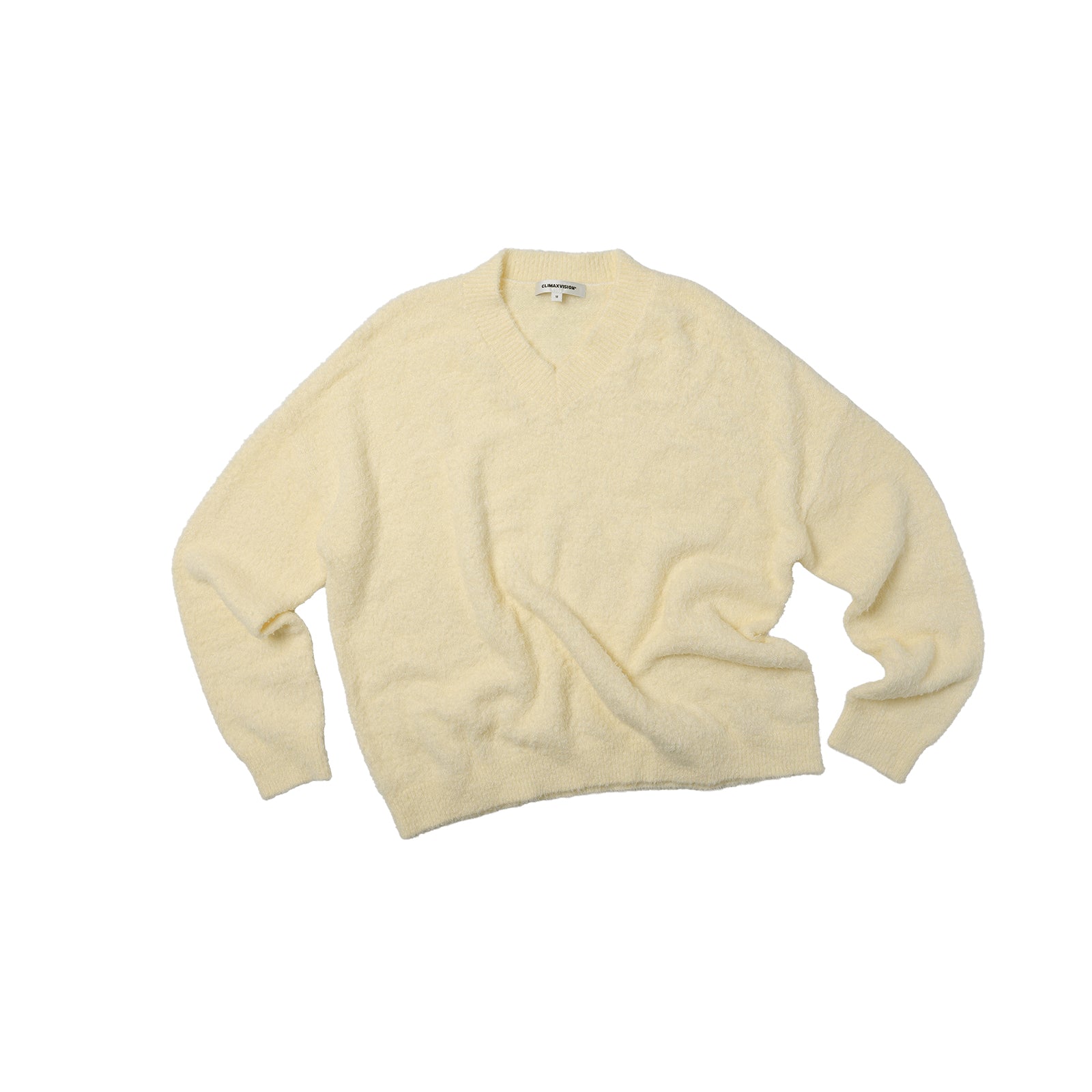 Yellow Lazy Style Cloud Fluffy Plush V-Neck Knit Sweater