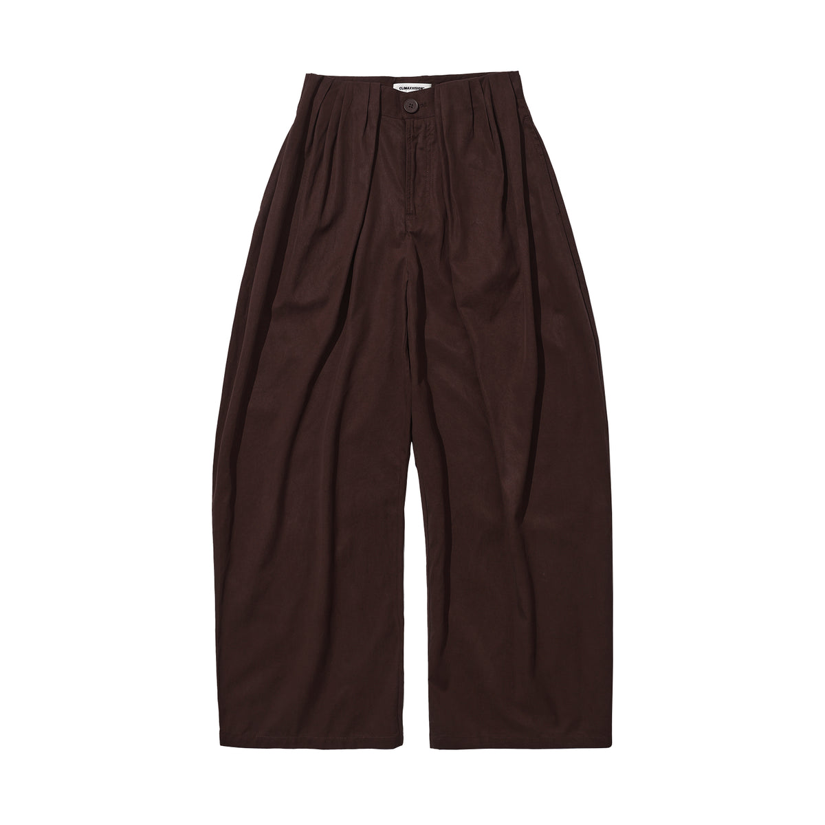 Brown Tencel Cotton 3D Cut Curved Pants