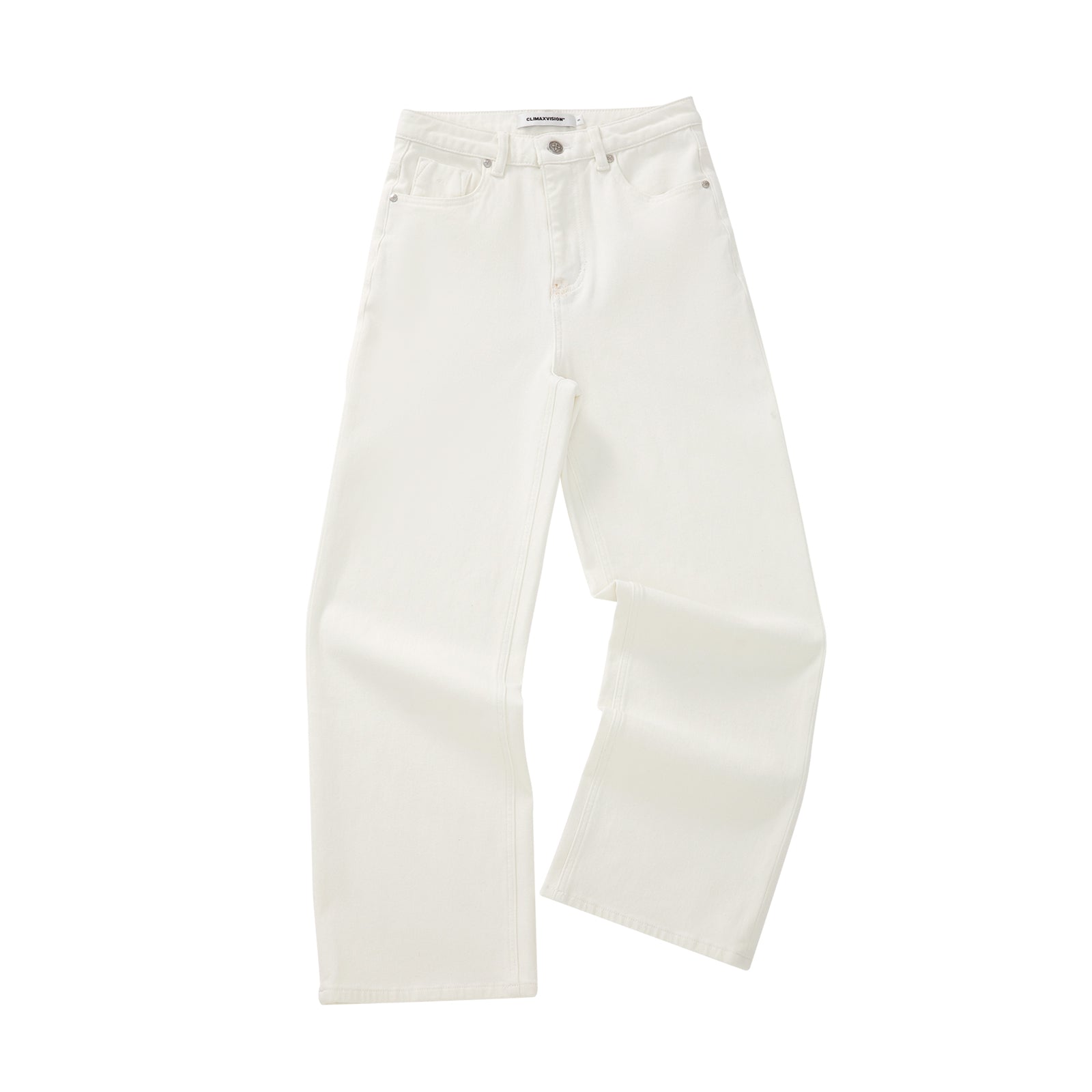 White Classic Fleece-Lined Straight Leg Jeans