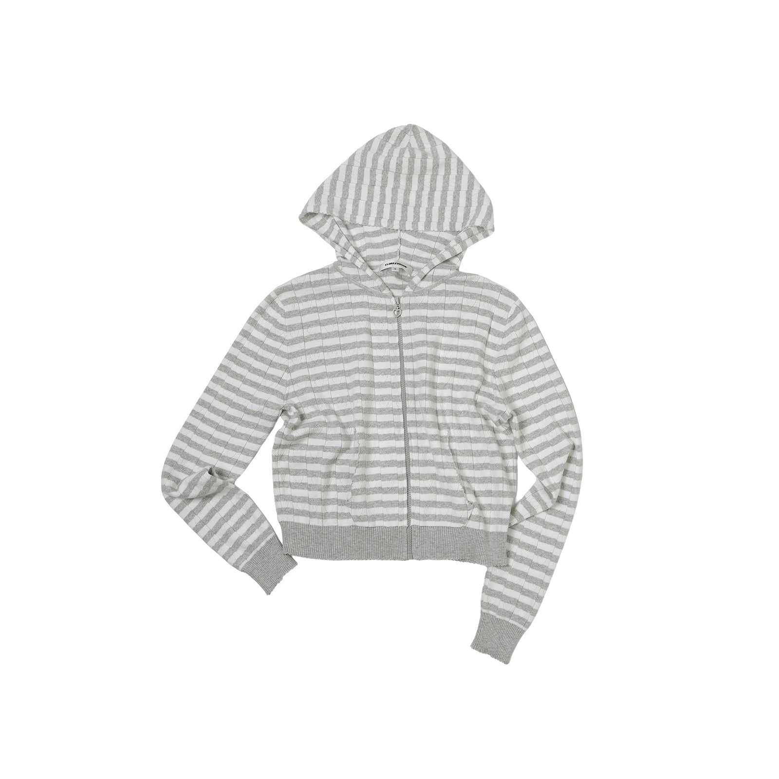 Grey Heart-Shaped Hooded Knit Cardigan