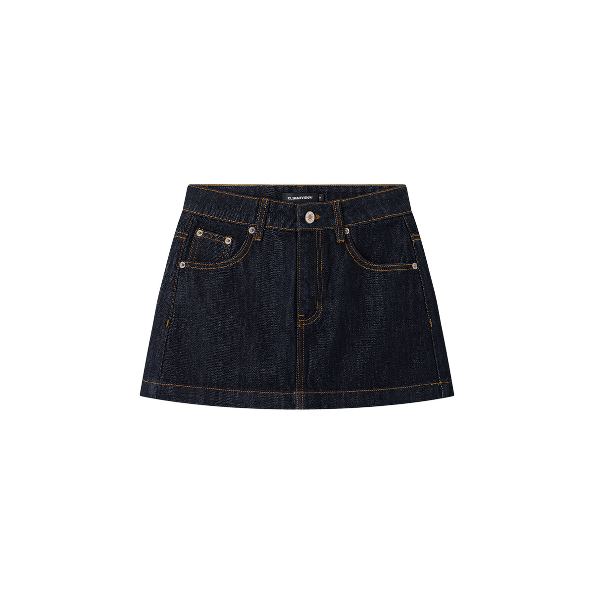 Raw Denim Blue Mid-Low Rise Denim Mini Skirt