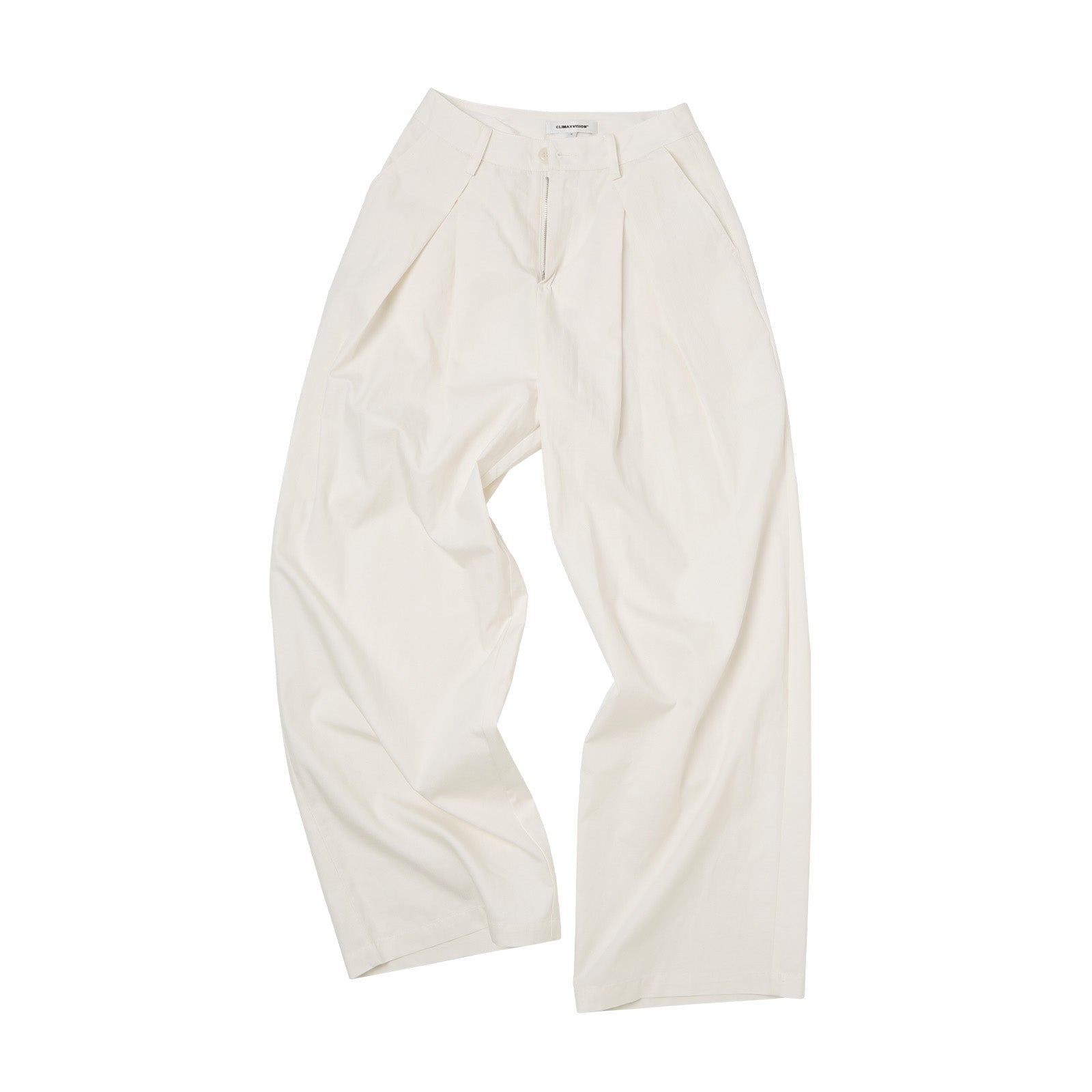 Beige Lyocell Pleated Wide-Leg Pants