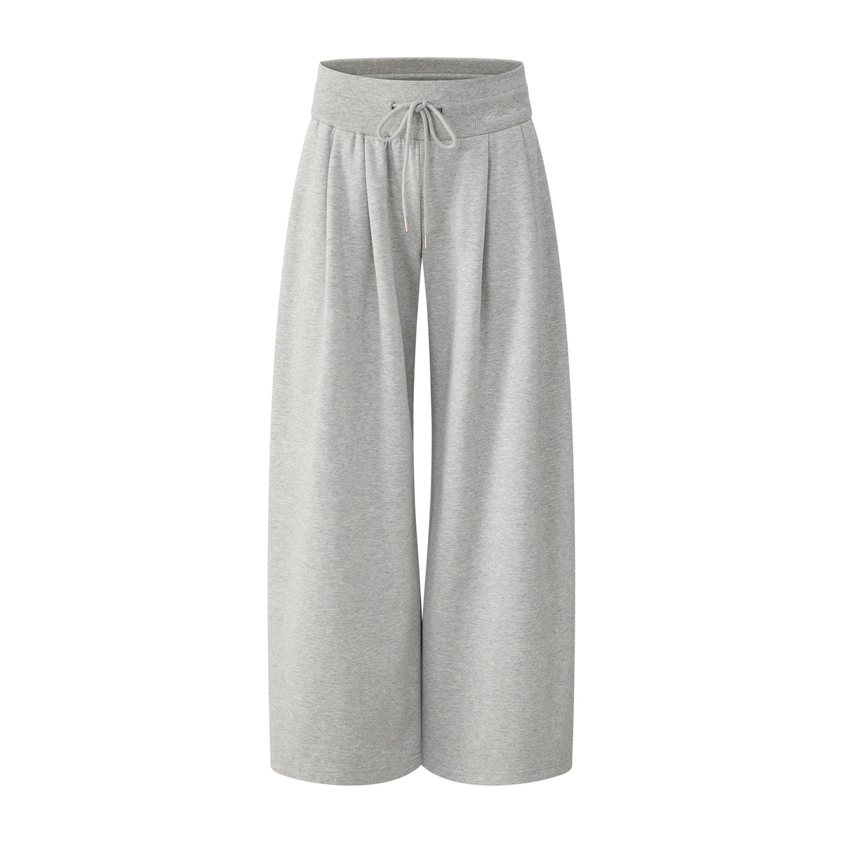 Grey Low-Rise Drawstring Wide-Leg Sweatpants