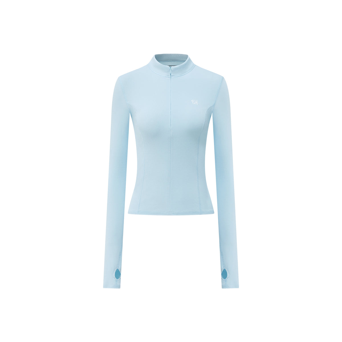 Blue Stand Collar Slim Fit Base Layer Long Sleeve