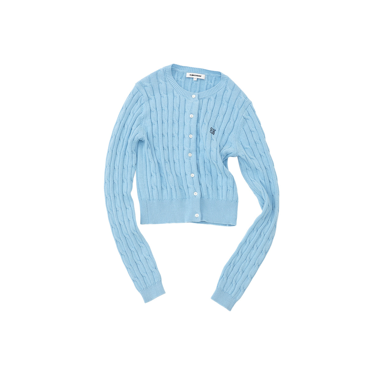 Blue 3D Cable Knit Linen Cardigan